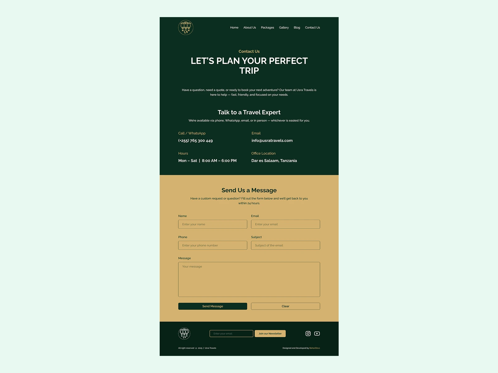 Usra Travels Contact Page