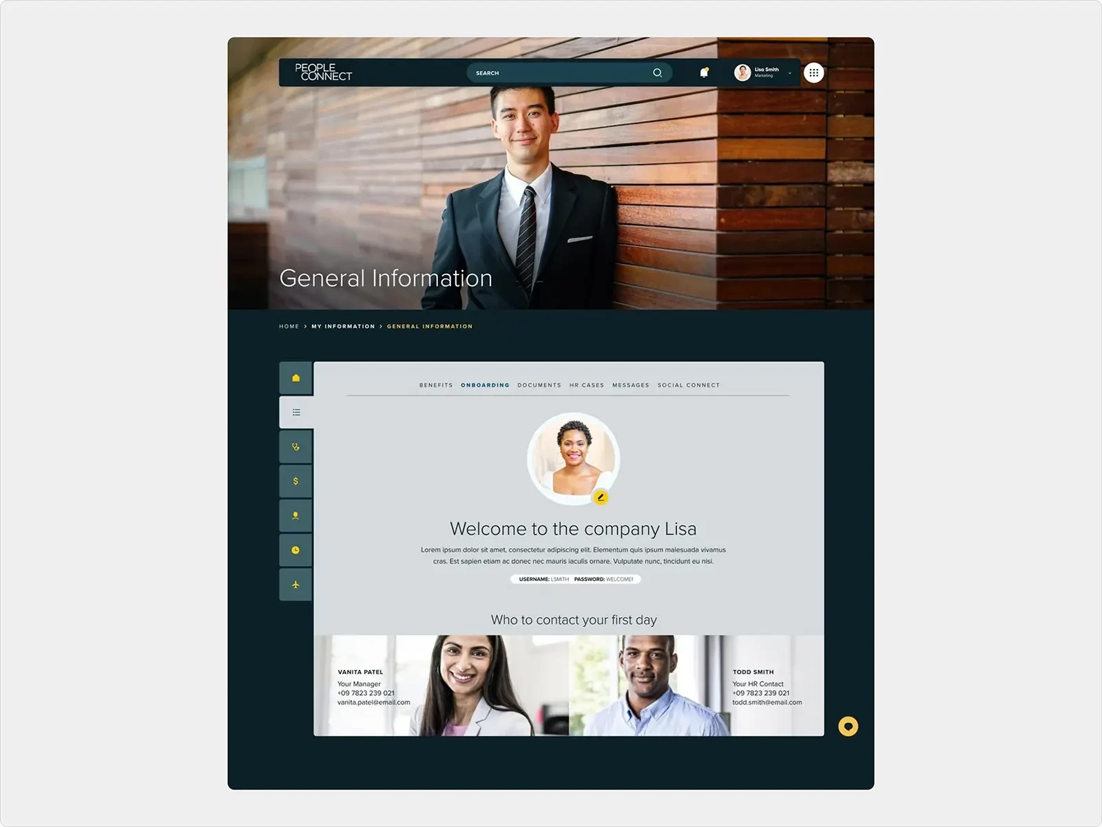 My Information Dashboard Screen