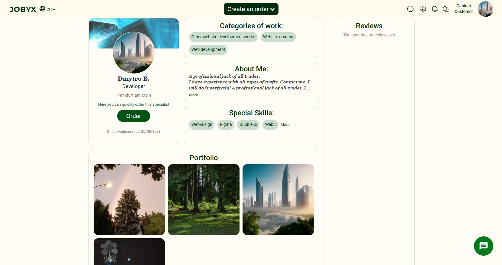 Freelancer profile