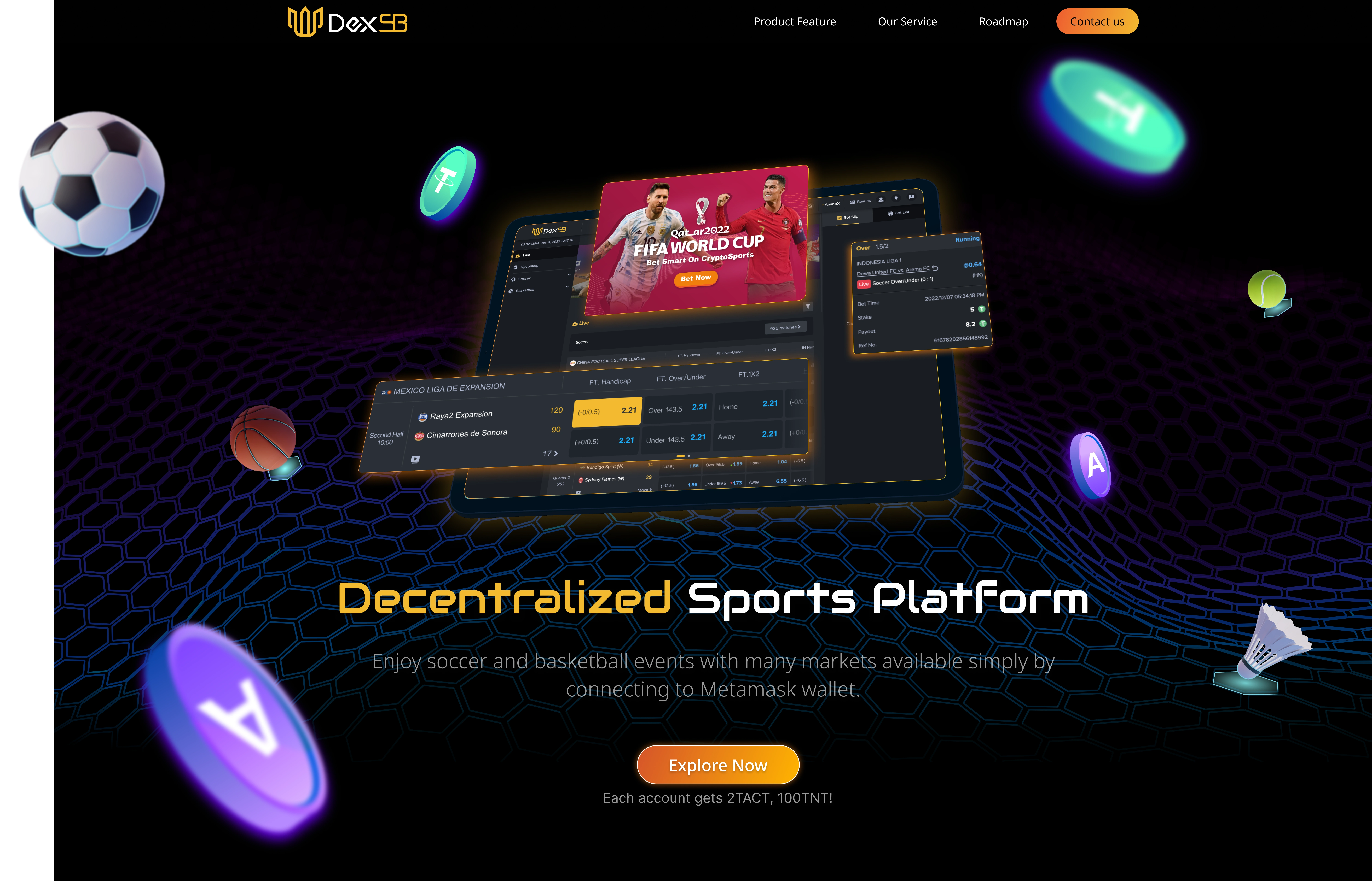 Hero section for DexSB.