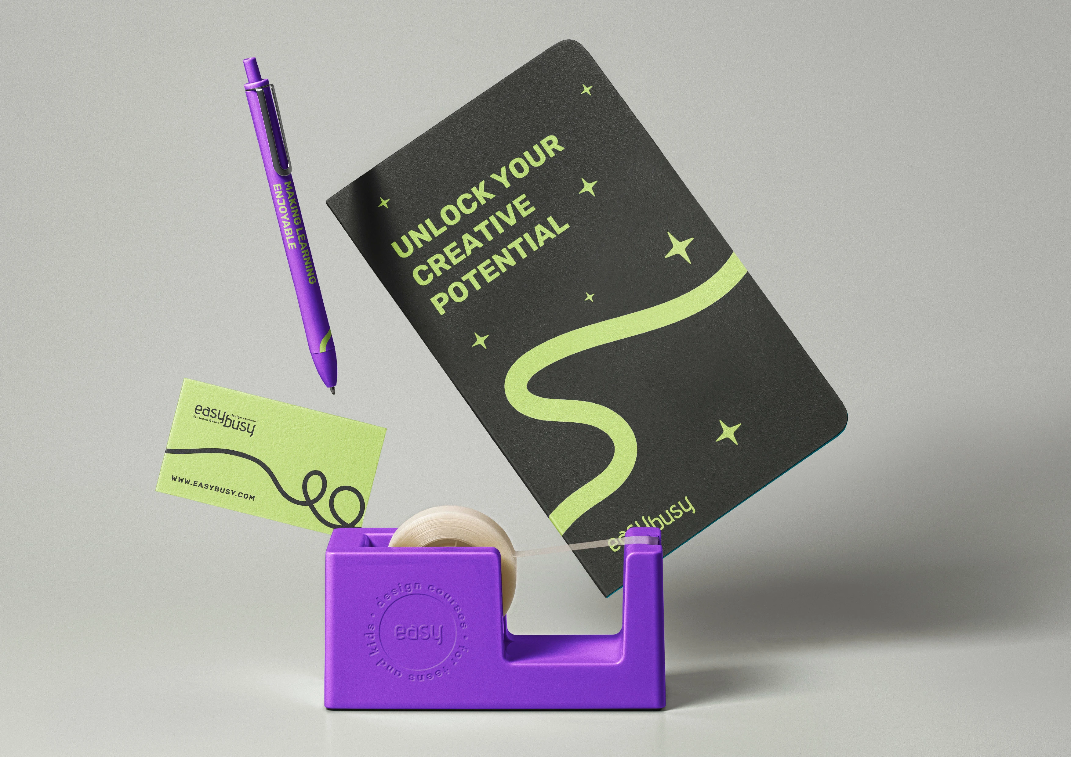 Branded stationery and promotional items for marketing and student engagement.