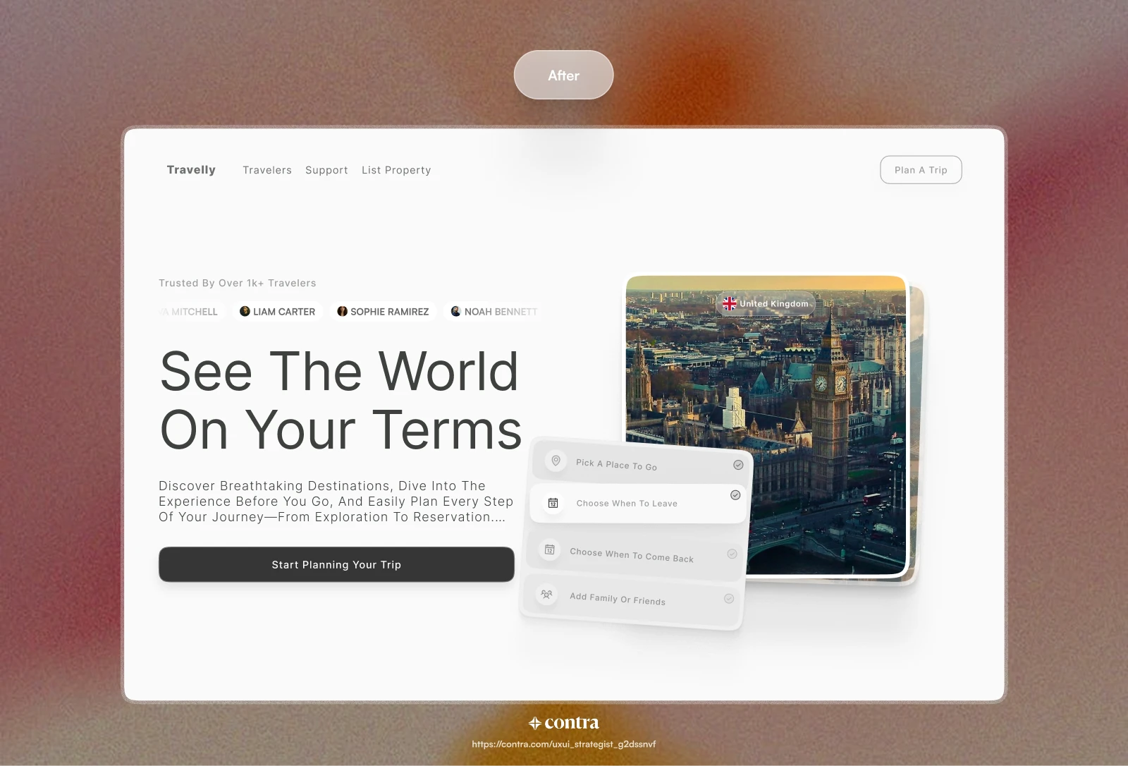 After Version Of a Travelly. Web Redesign