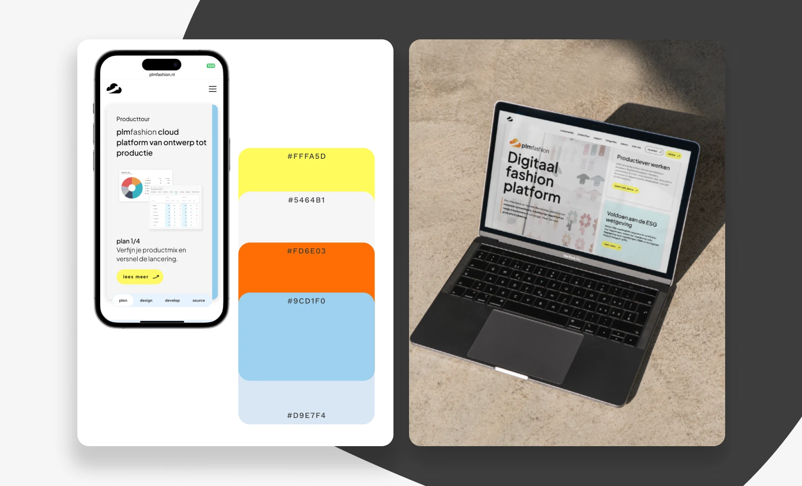 From color system to product storytelling: a consistent visual identity for plmfashion brought to life across mobile and desktop touchpoints.