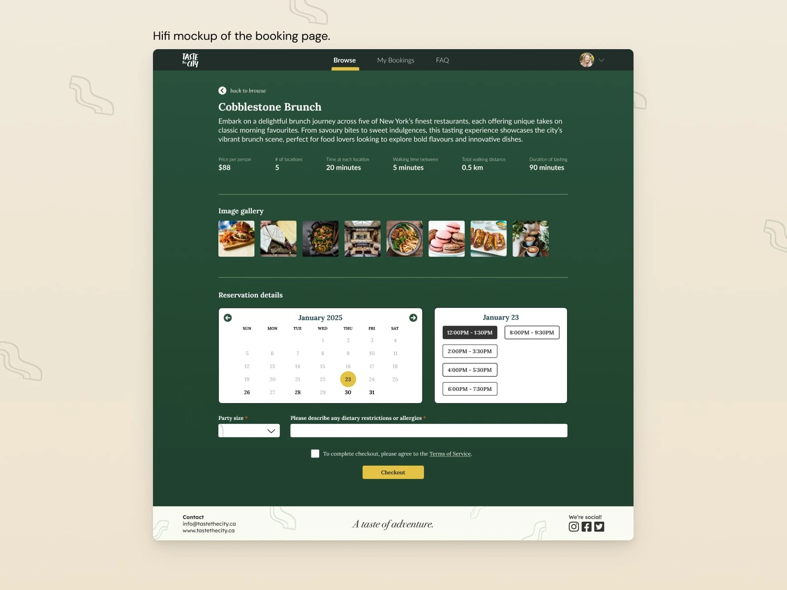 This is where folks will make their booking. We integrated the app with Stripe so transactions route through there once the user hits the Checkout button.