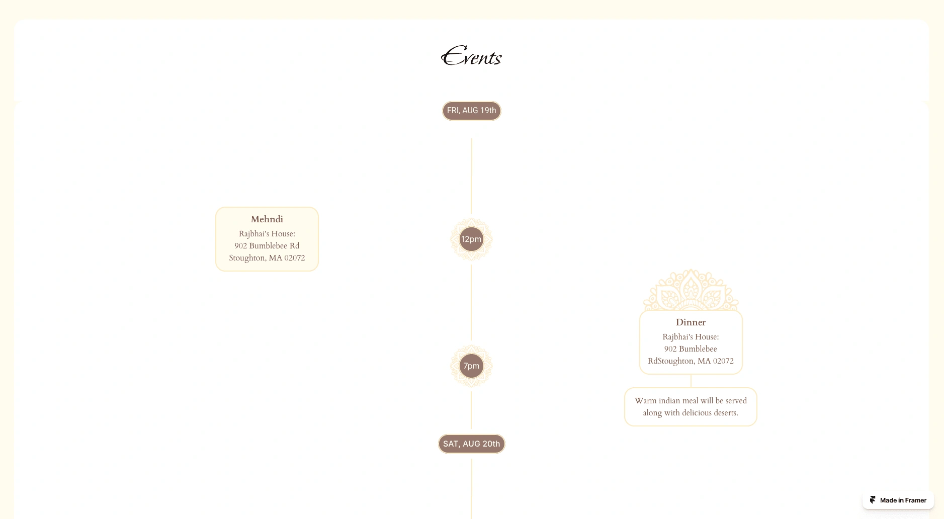 Events are displayed in an organized and beautiful way - when an event is clicked on it expands with full details.