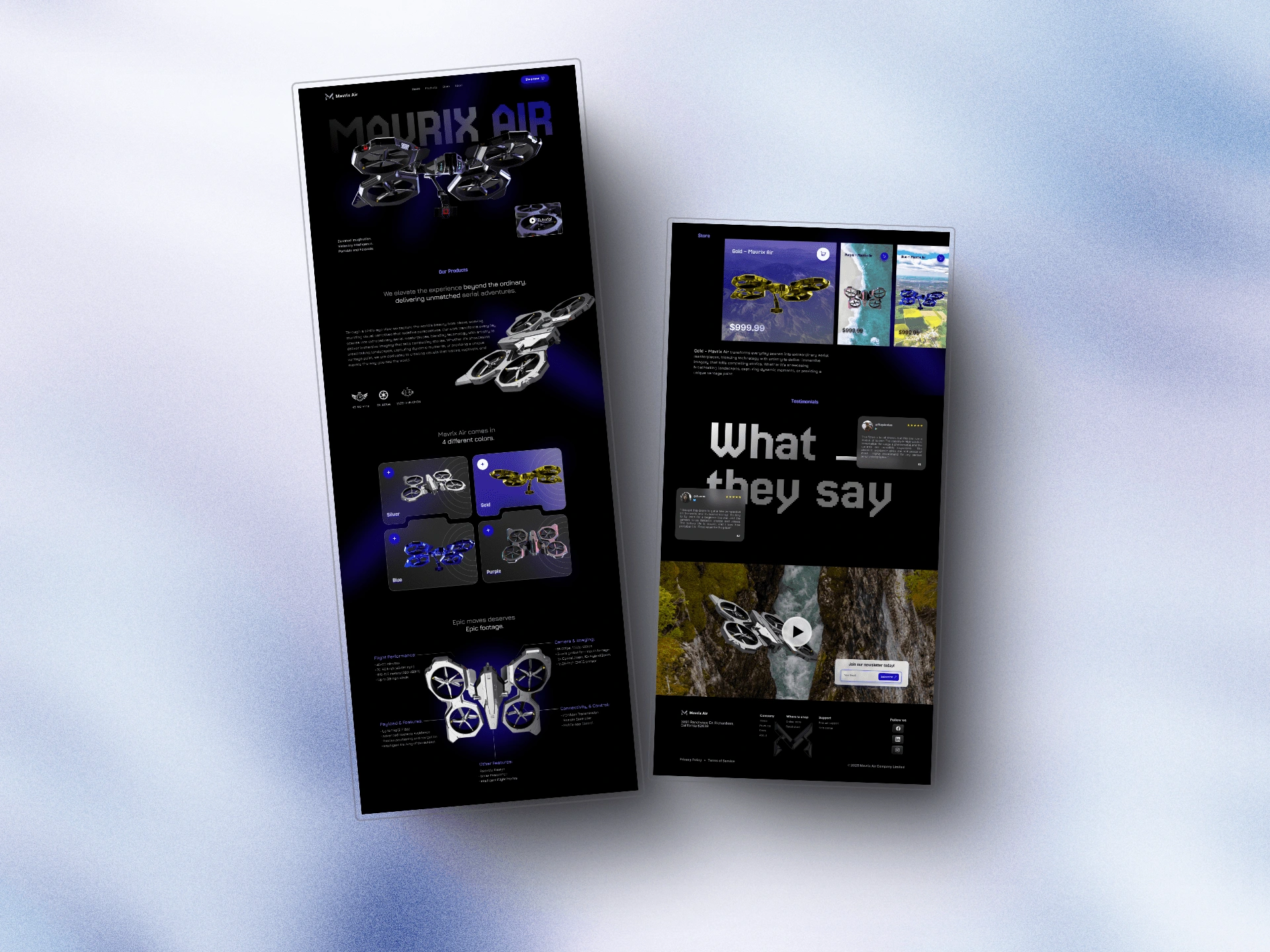An intuitive website design and framer development for Mavrix-Air, a drone product company