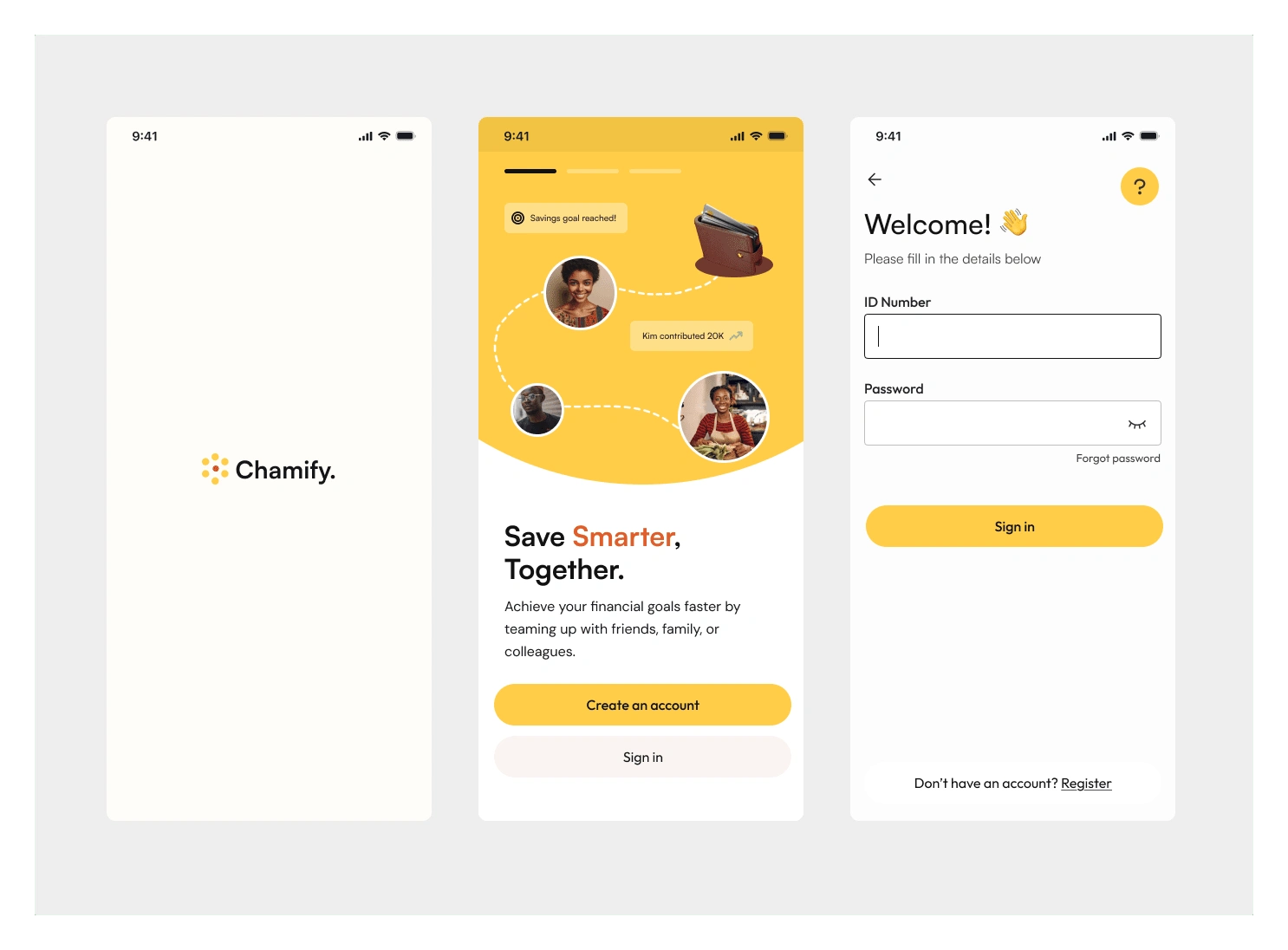 Login & Welcome Screen