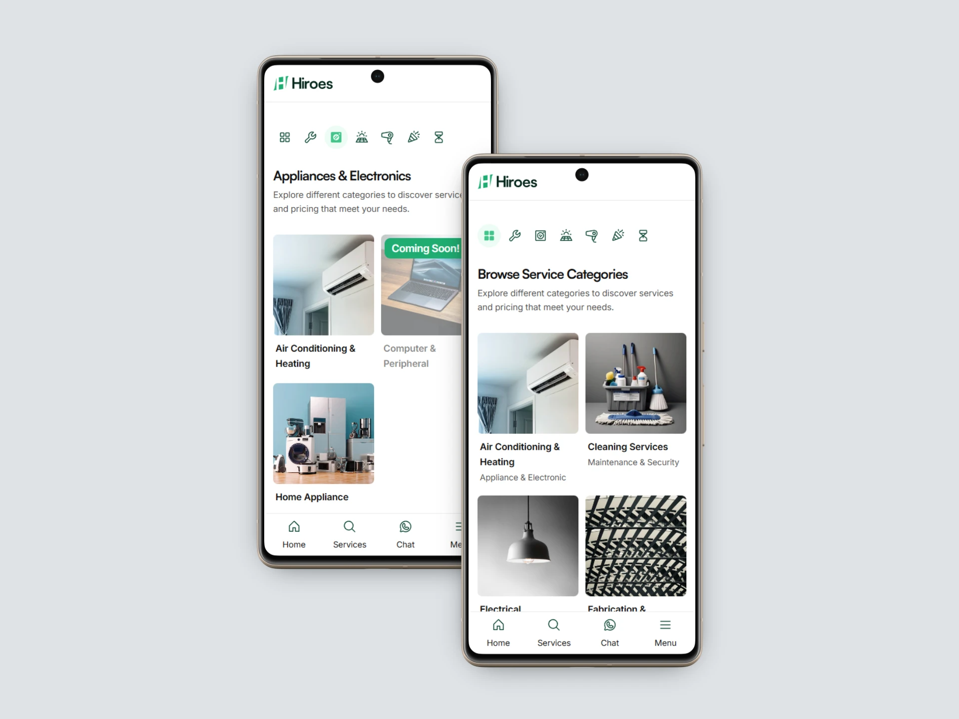 Category page view on mobile—presentation