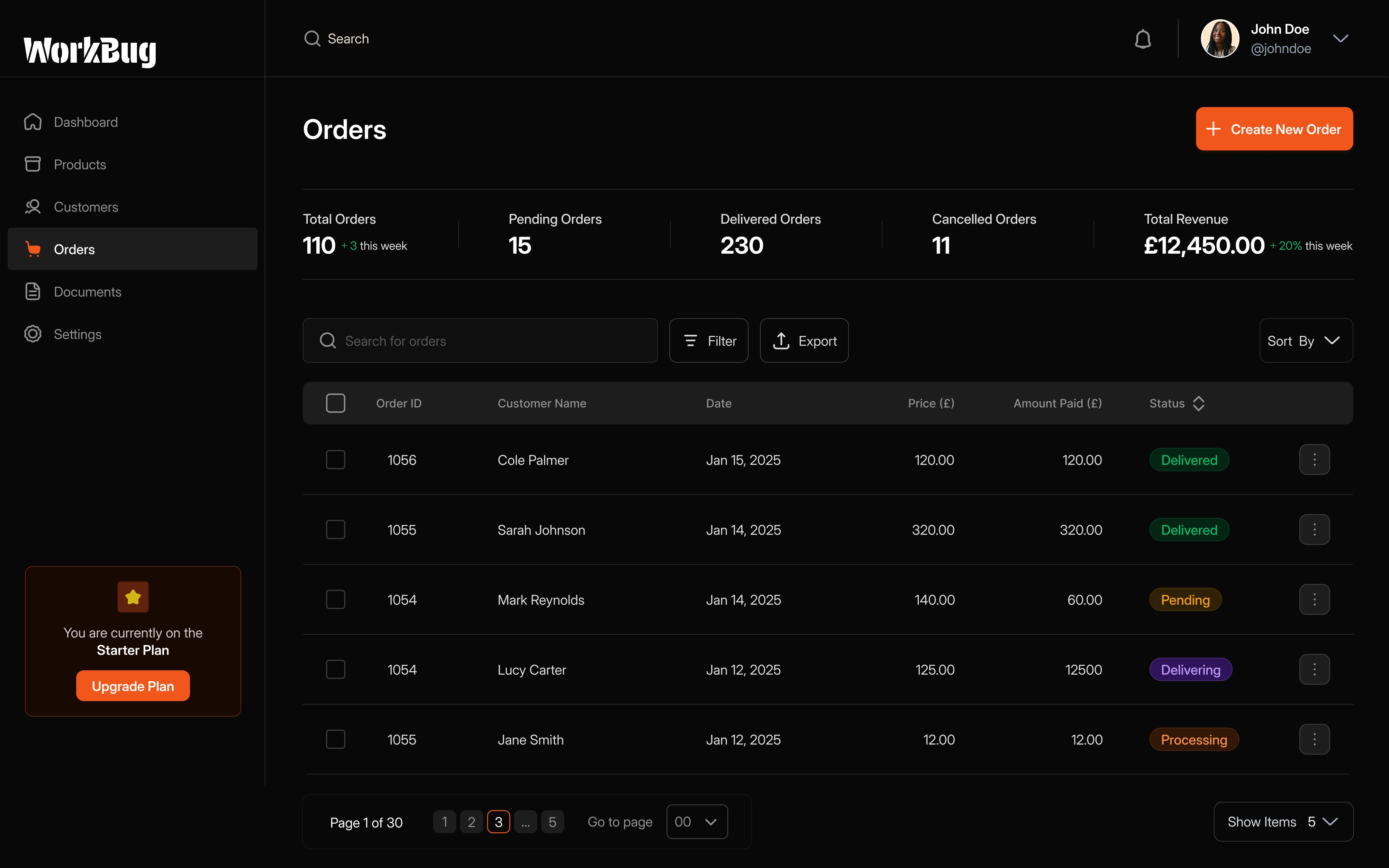 Order page