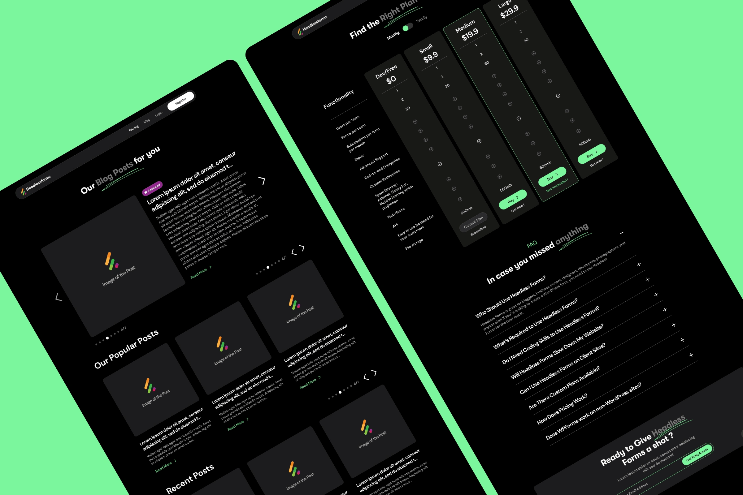 Headlessform Saas wesbite design