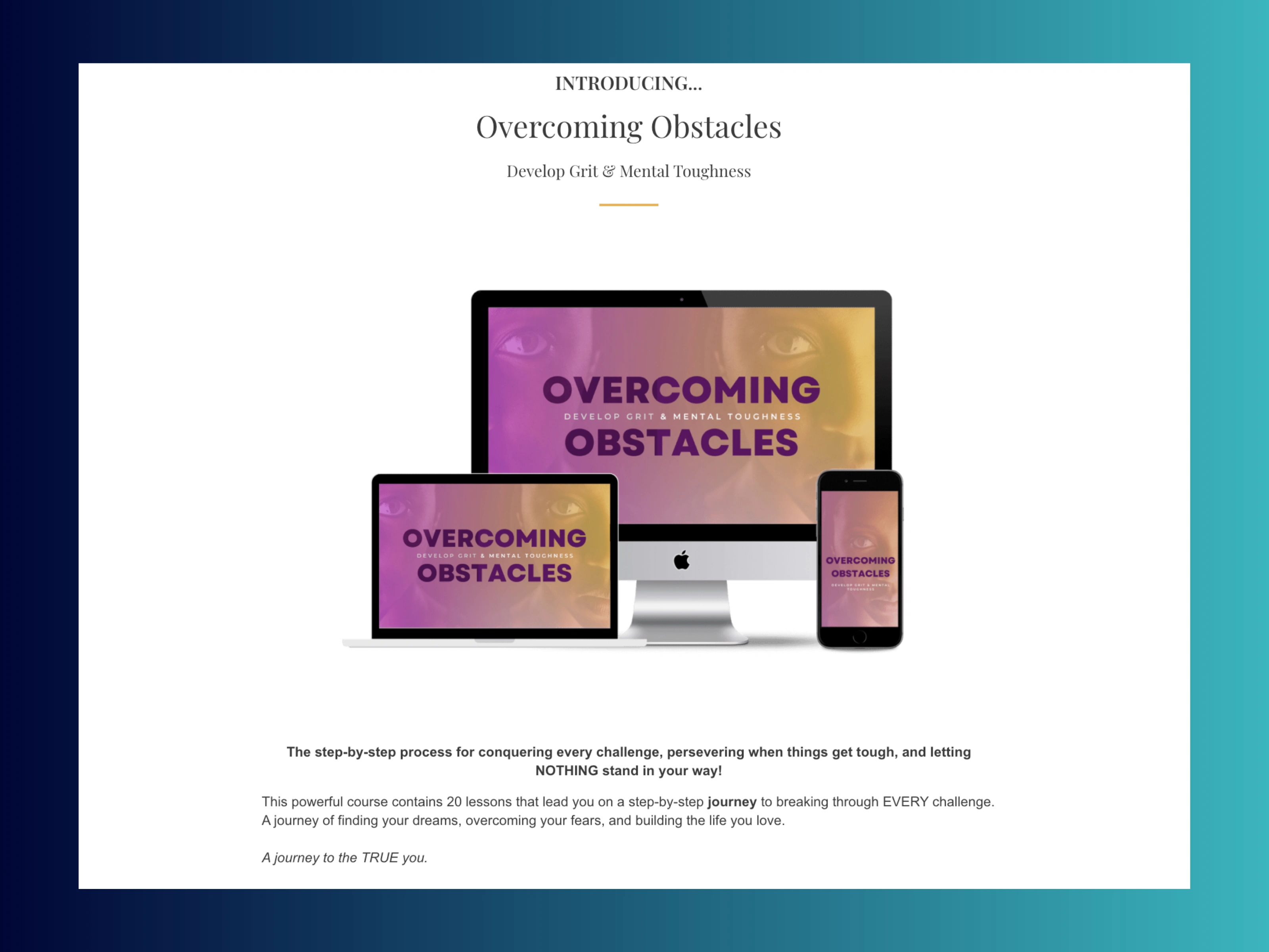 Long form sales page for a Digital Course.