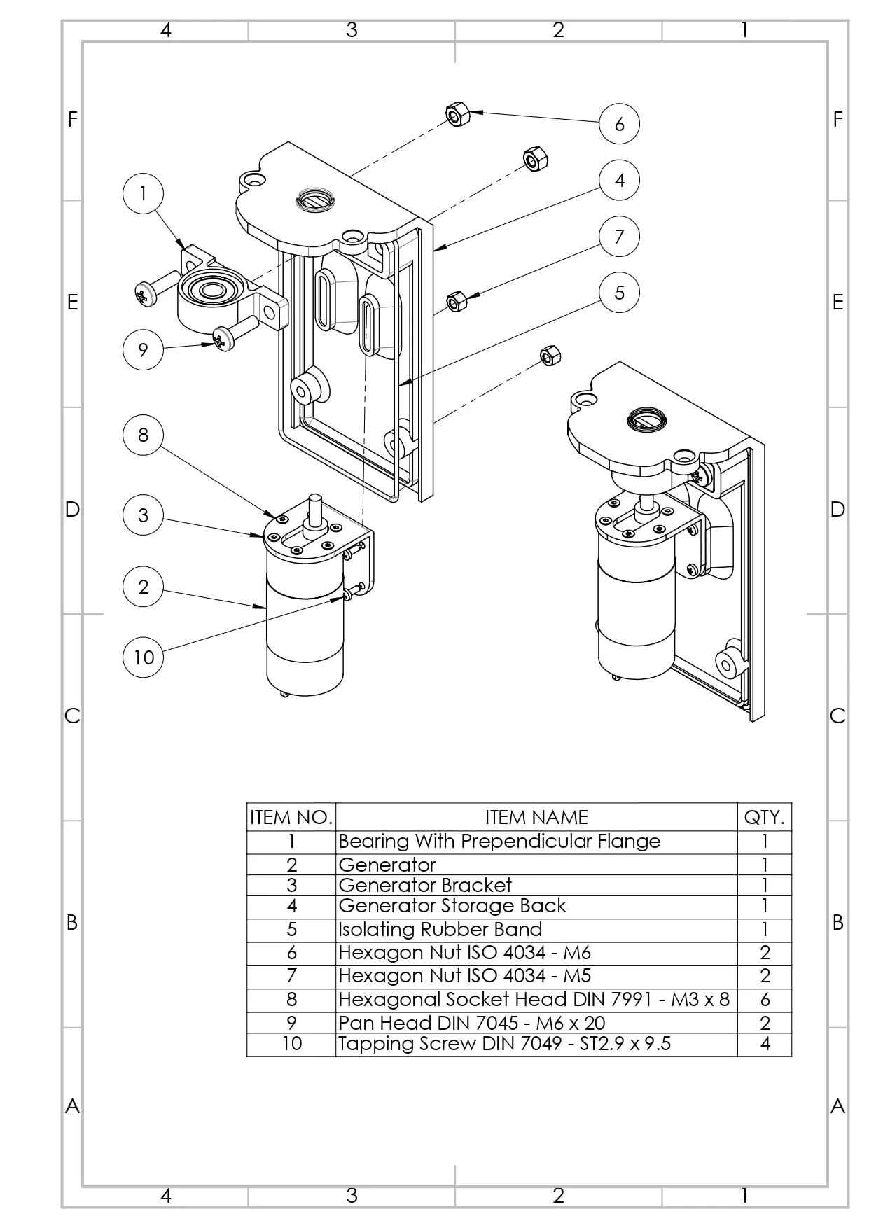 Parts of the product technical drawings & BOM, as a manual guide for the user.