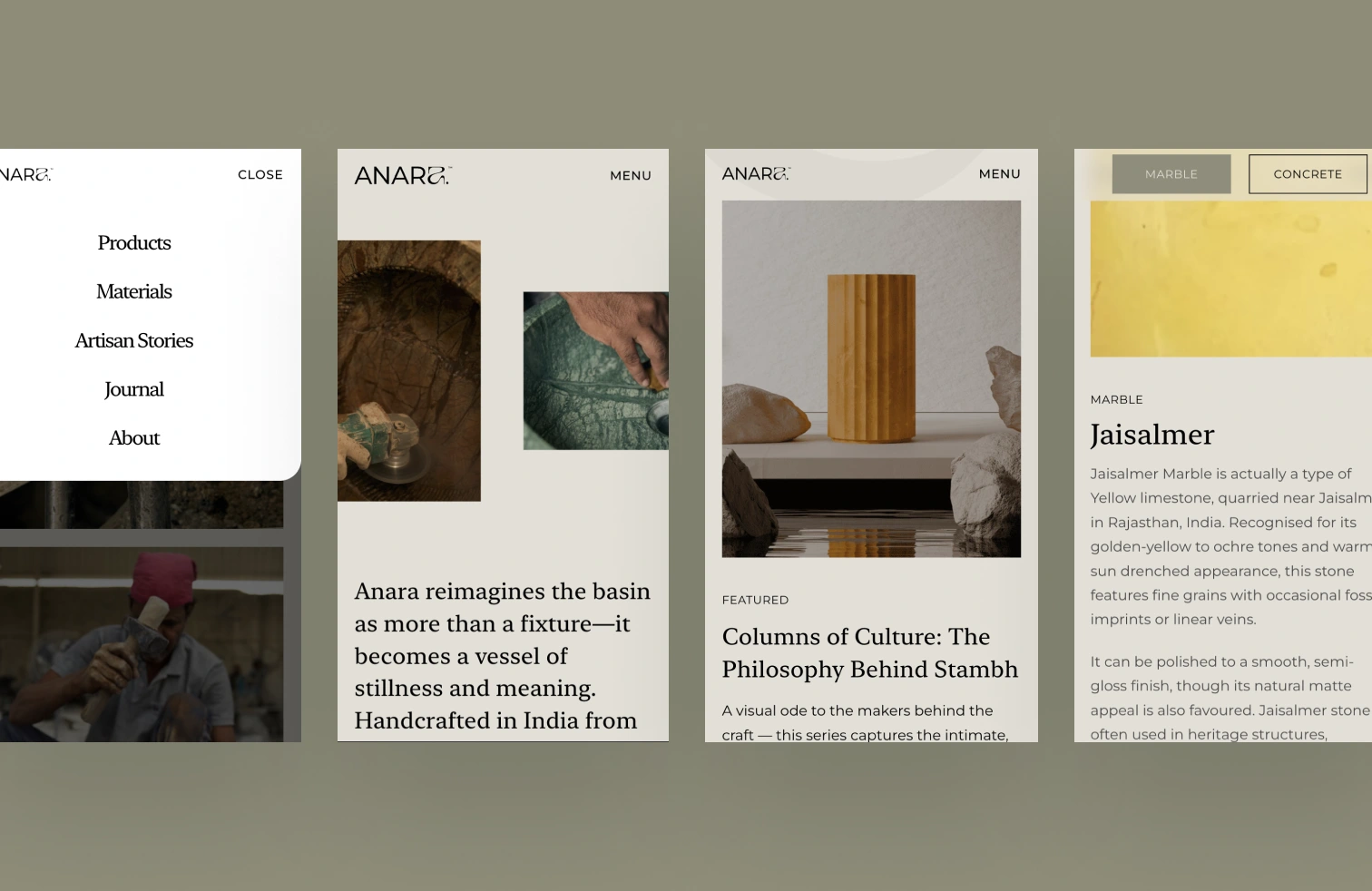 Anara Website Mobile Pages