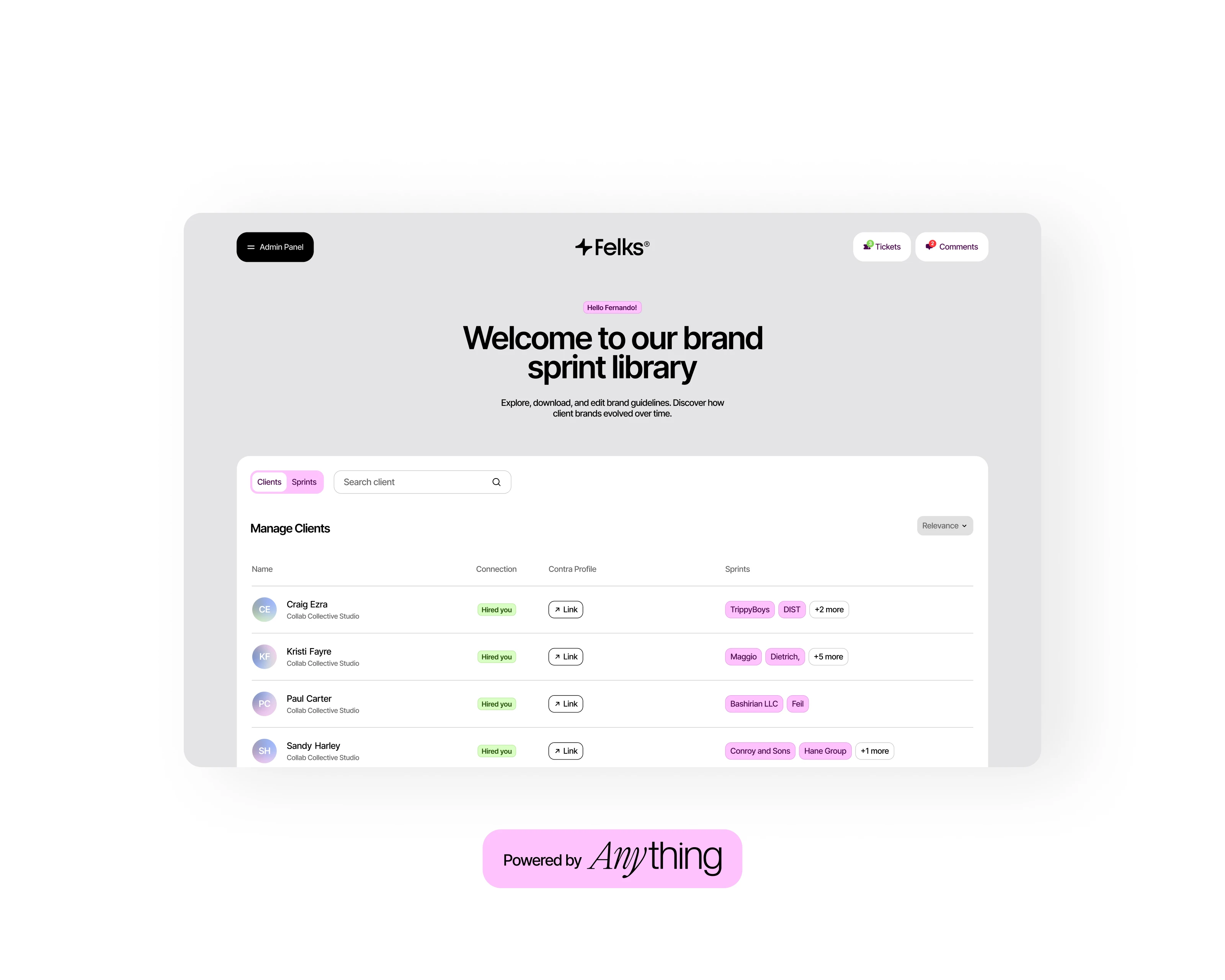 I can manage and update sprints through a Admin panel