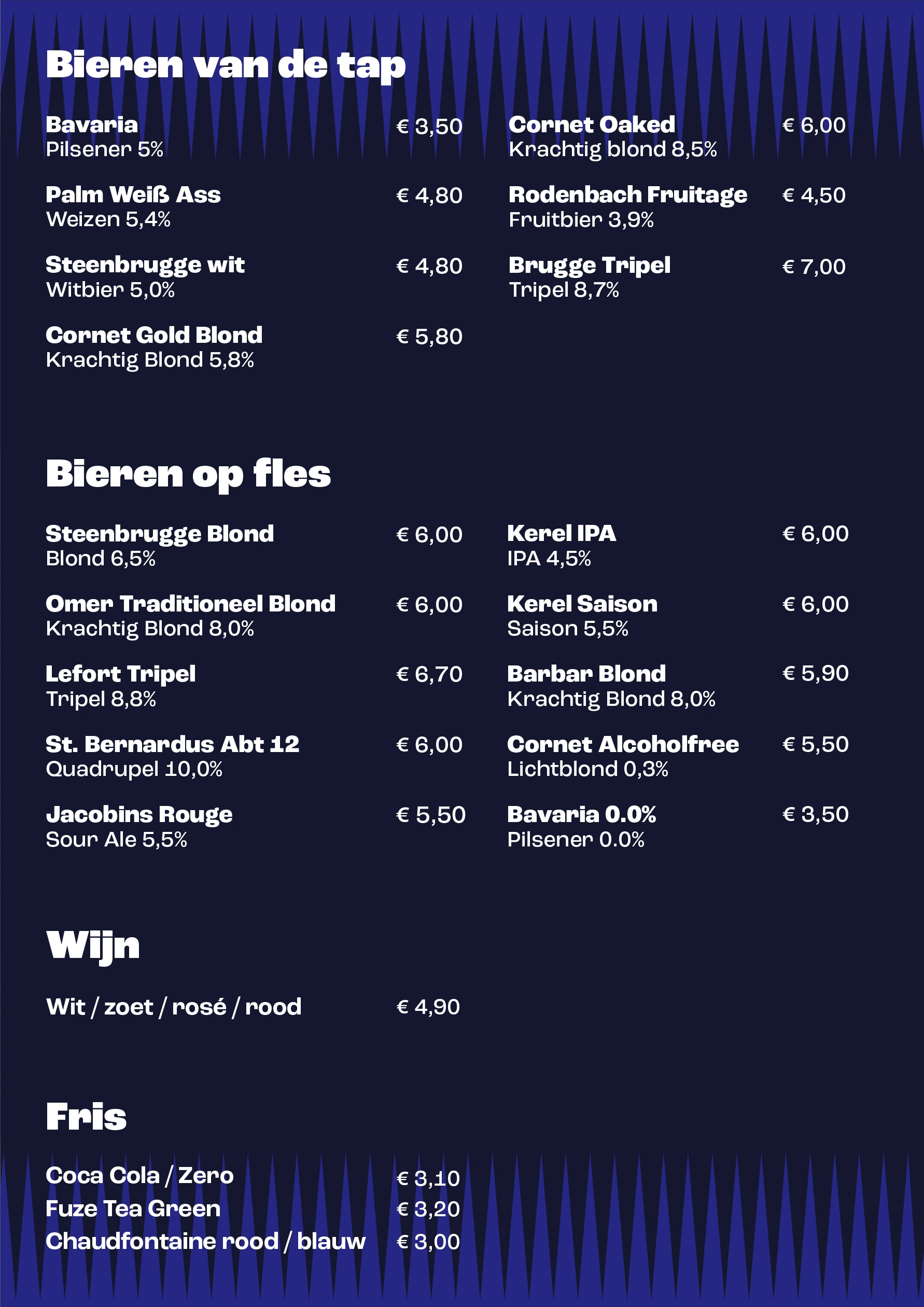 Festival drink card designed in line with the visual identity.