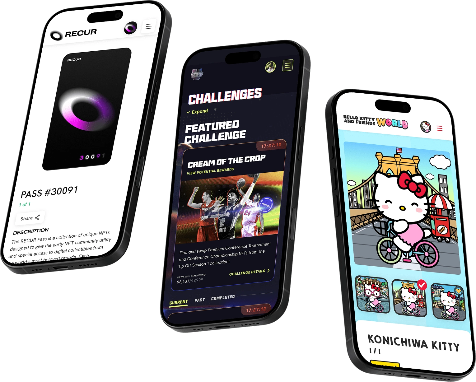 The first 3 NFT experiences launched on the RECUR platform provided unique audiences with different ways to engage with web3.