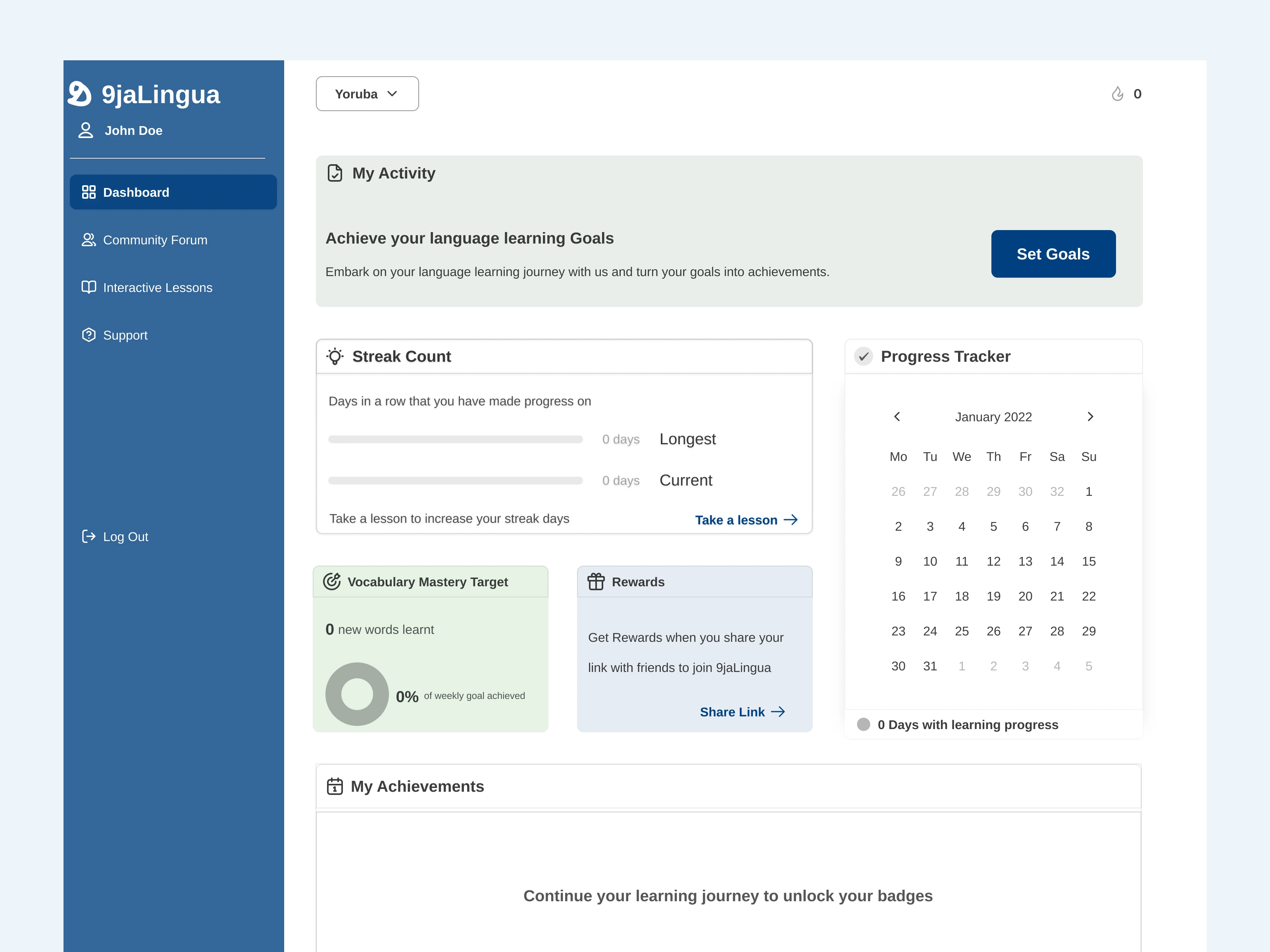 Your language journey starts here! Track your progress, explore new lessons, and unlock a world of words