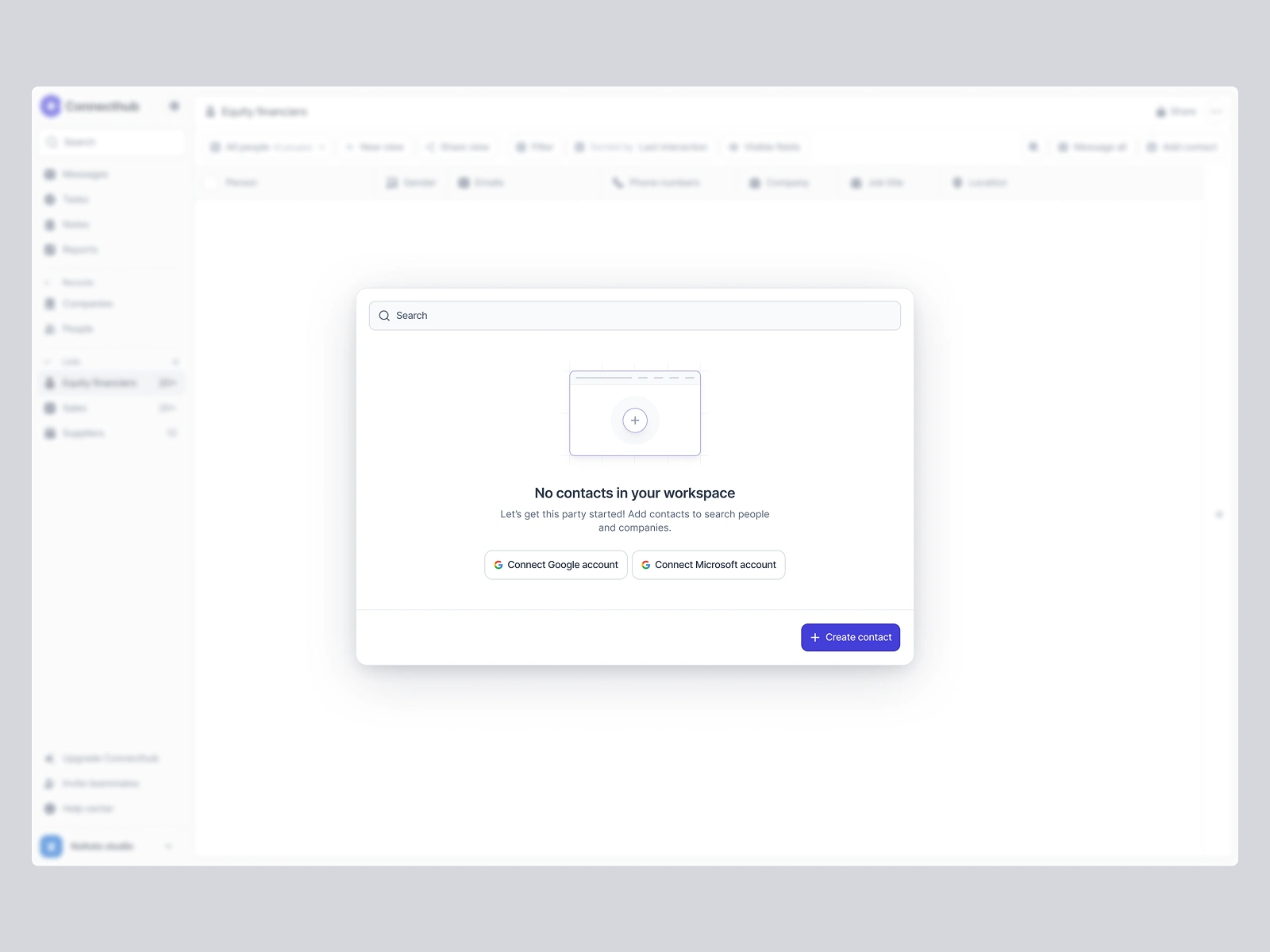 Quick search empty state