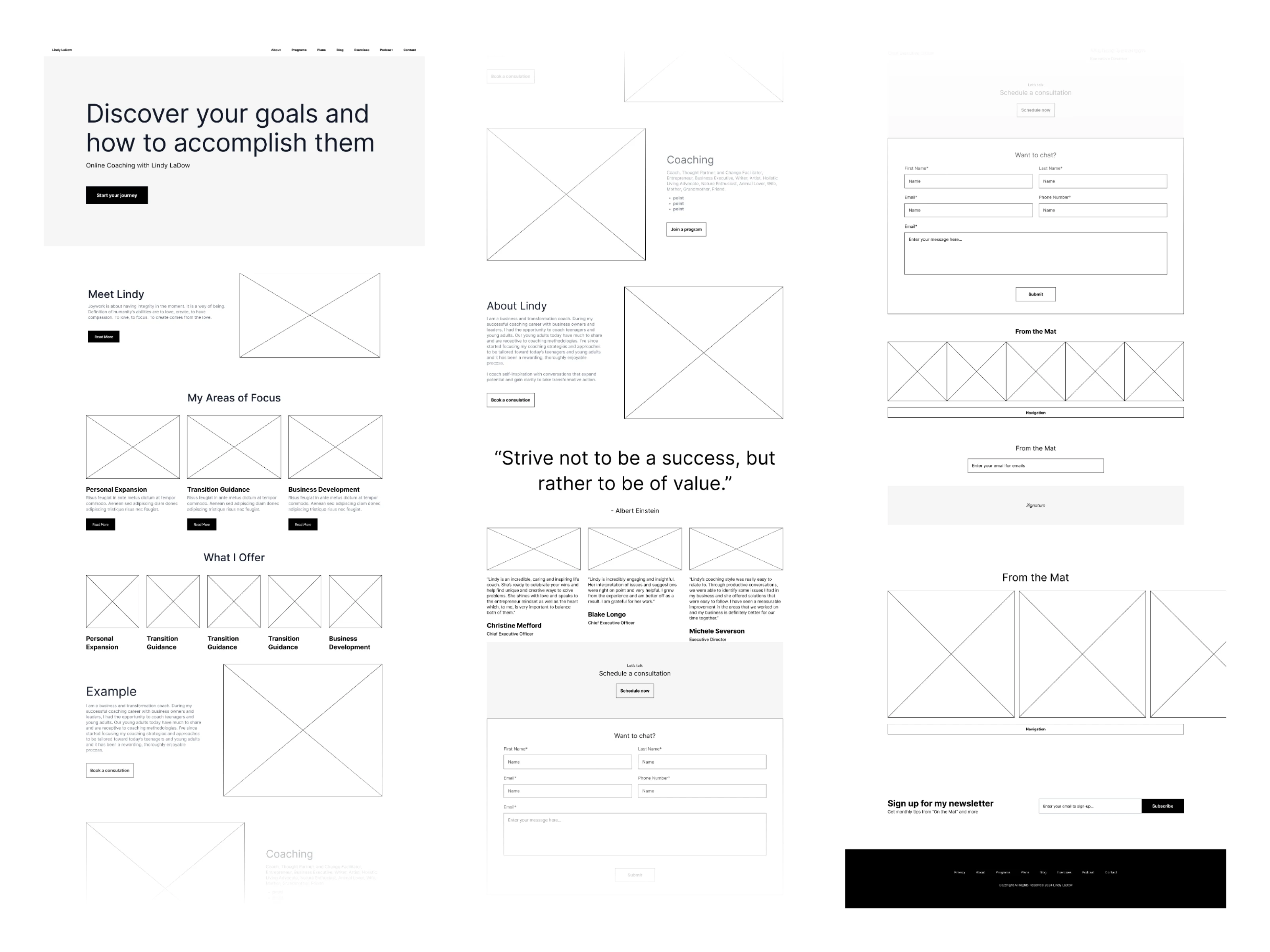 Wireframes helped me align with Lindy on content and pattern ideation.