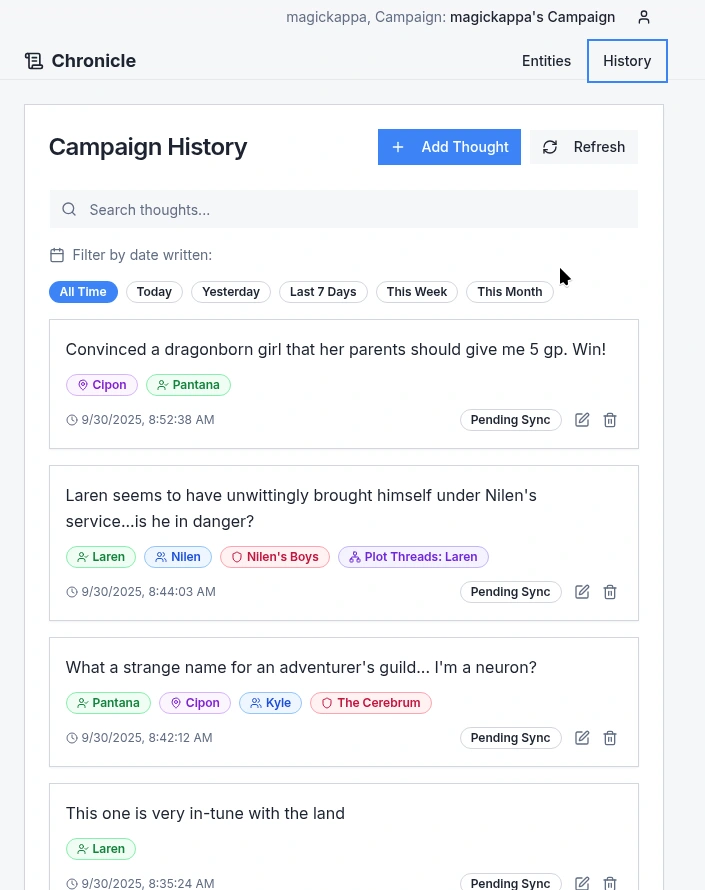 The Thought Management Tab / Campaign Tab