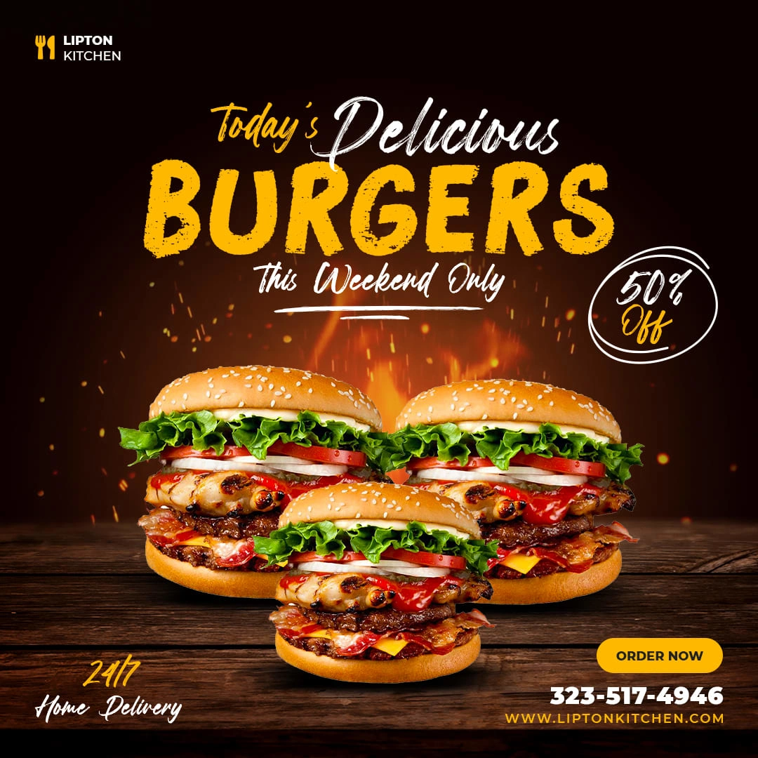 A social Media flyer designed by me for a burger shop