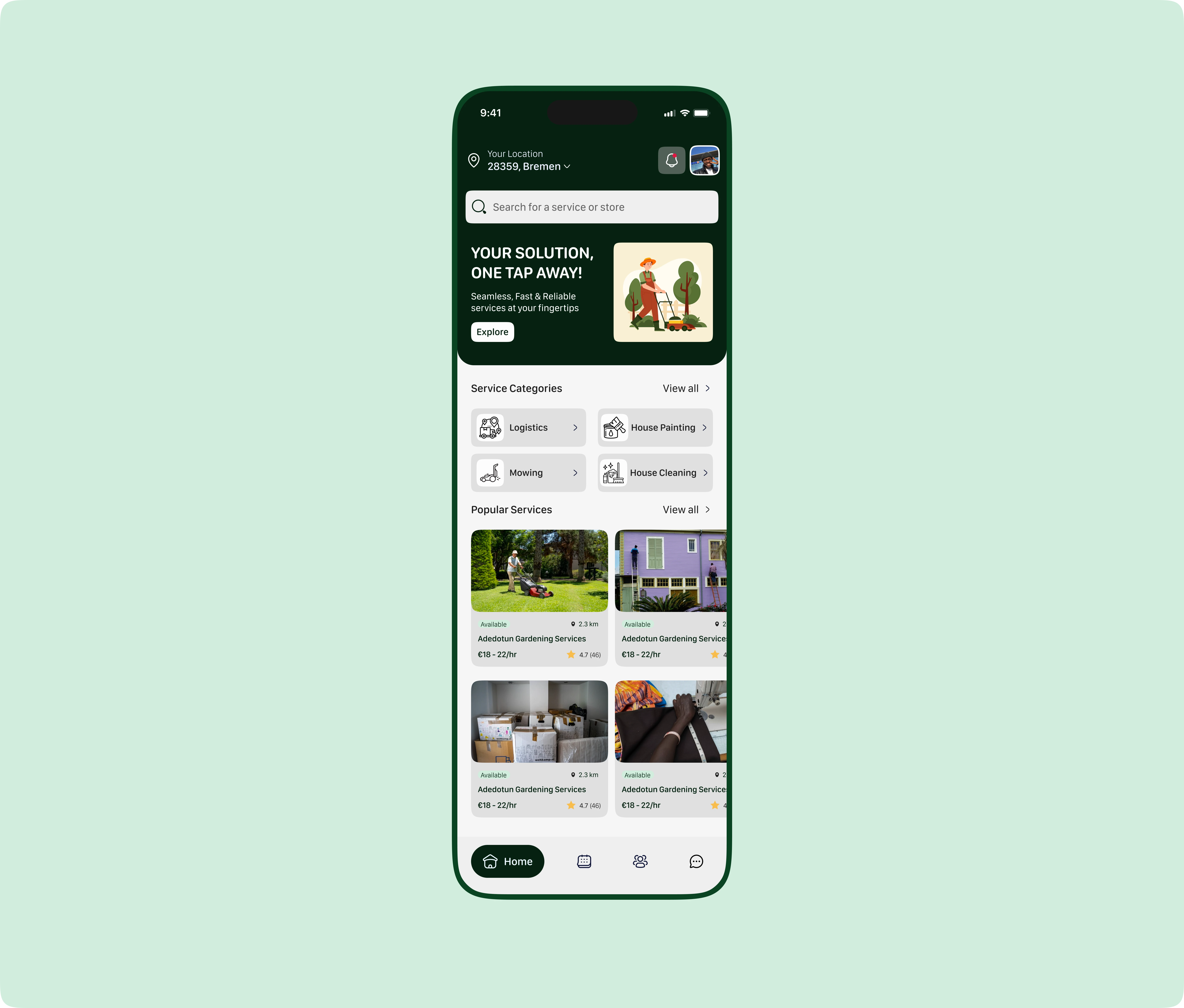 Homepage UI