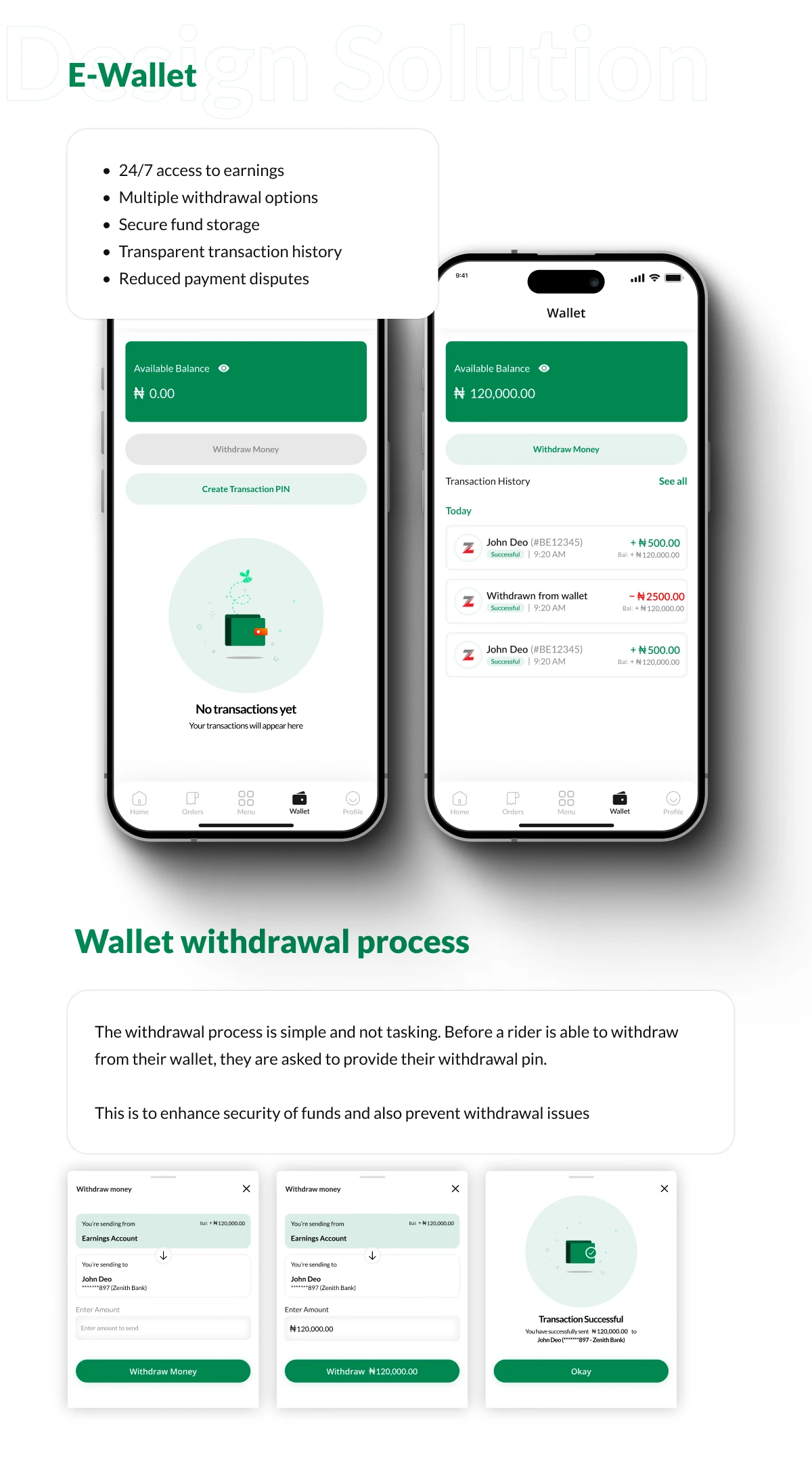Secure E-Wallet System for Rider Earnings Management
