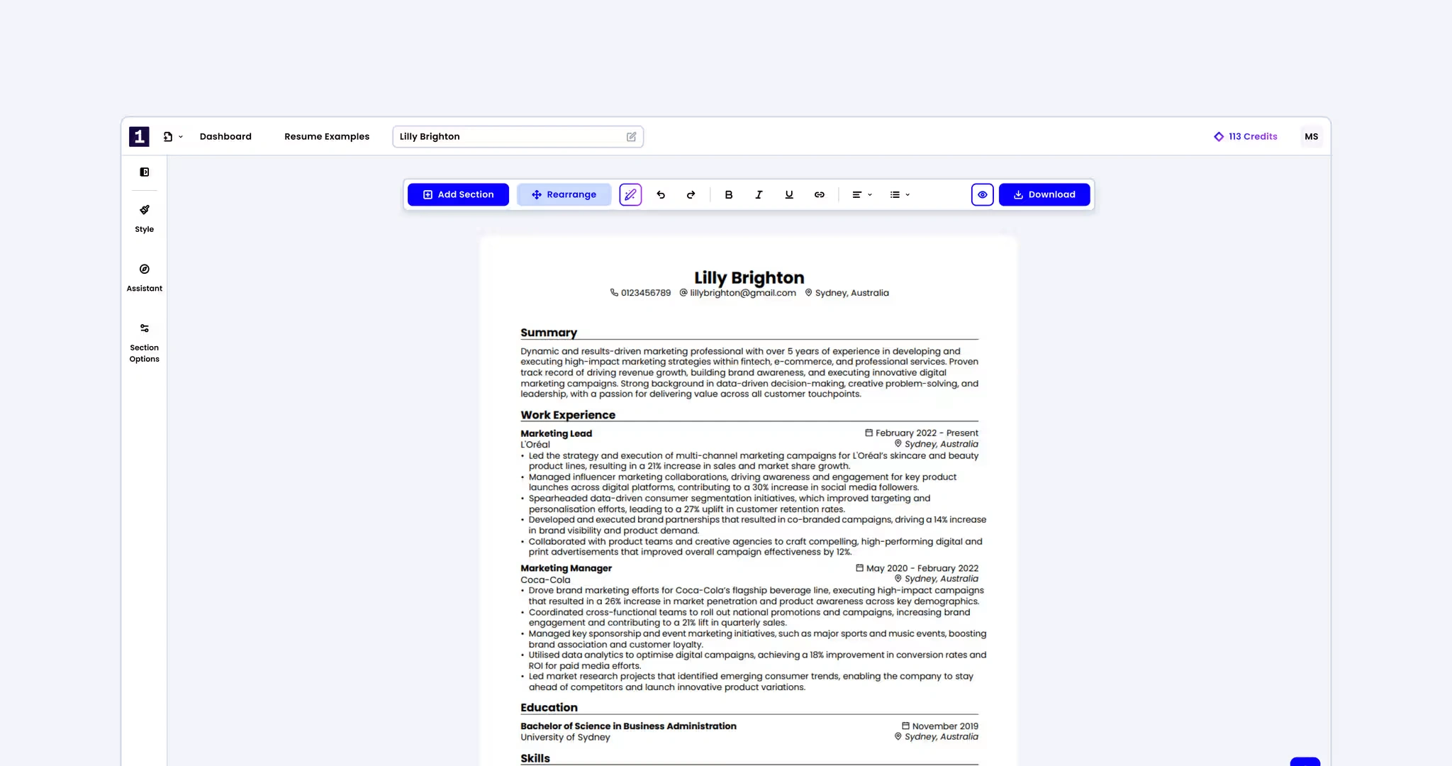 The WYSIWYG Editor Above