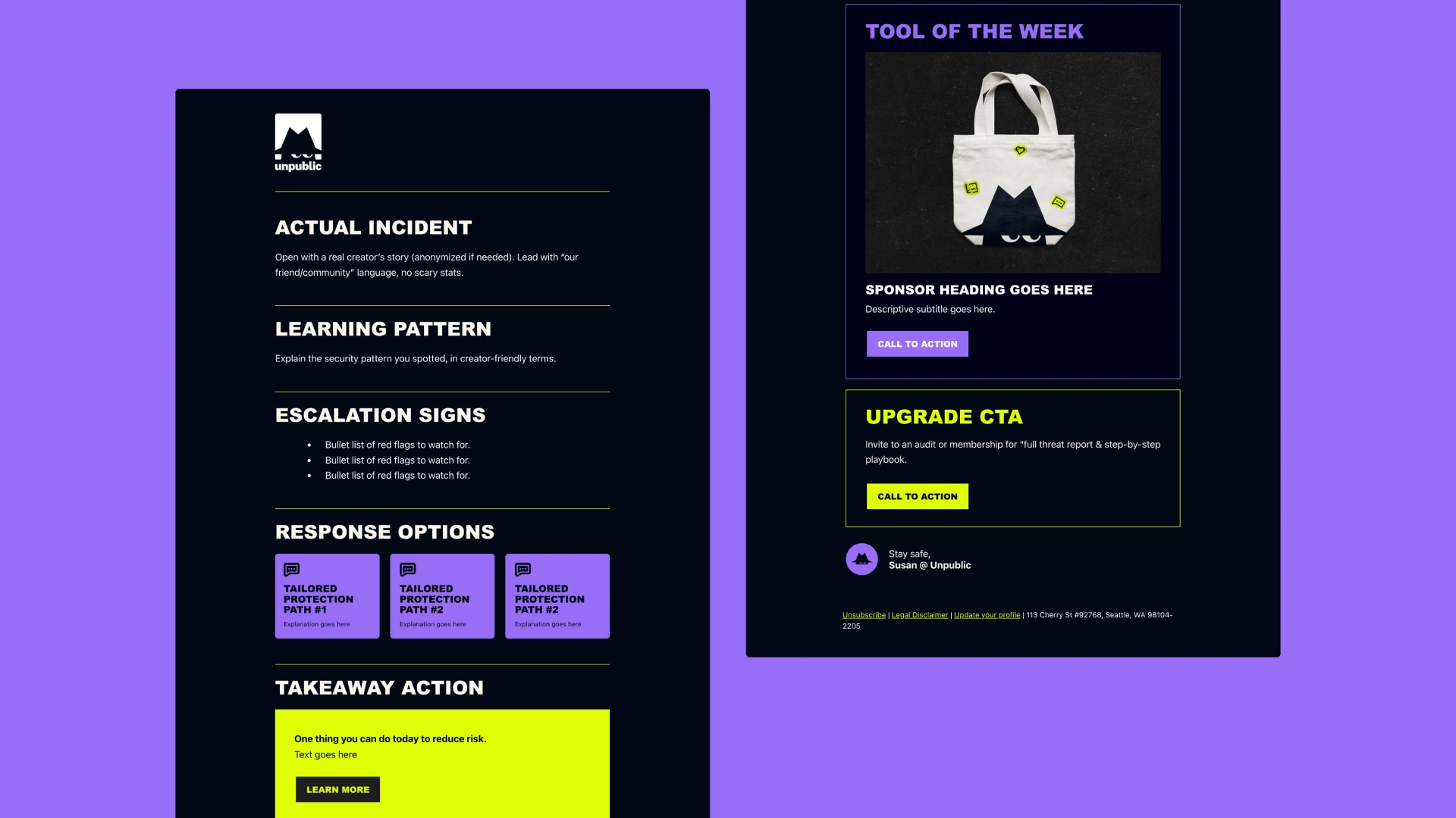 Kit email template for Susan Boles' brand, unpublic