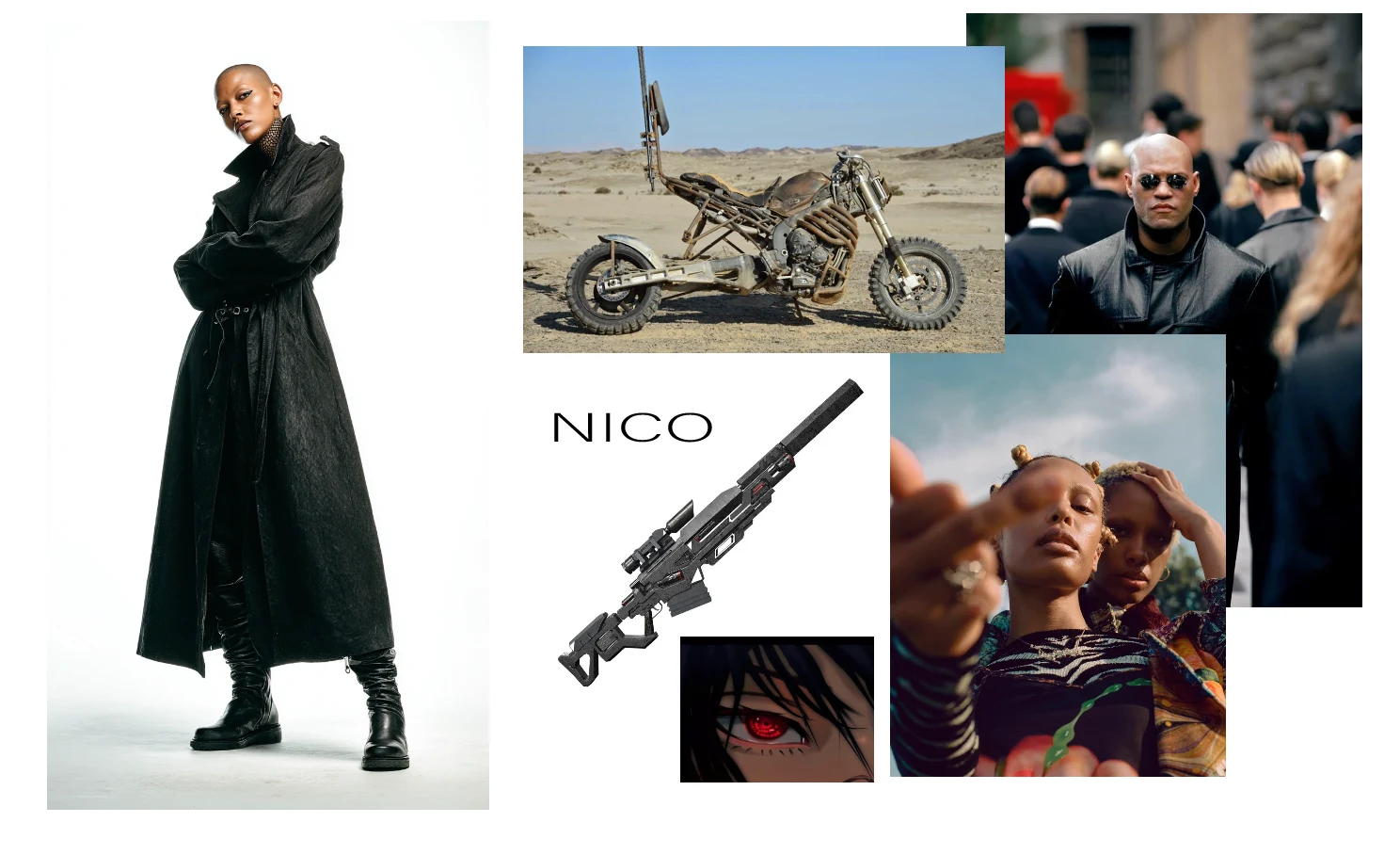 Traditional mood board process for character concept