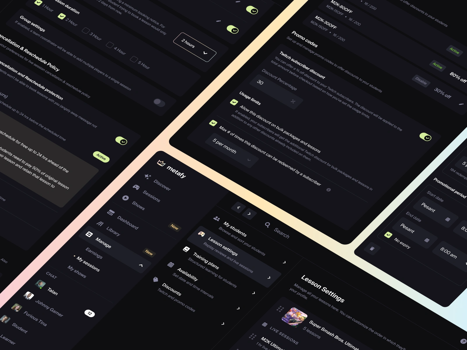 Settings page