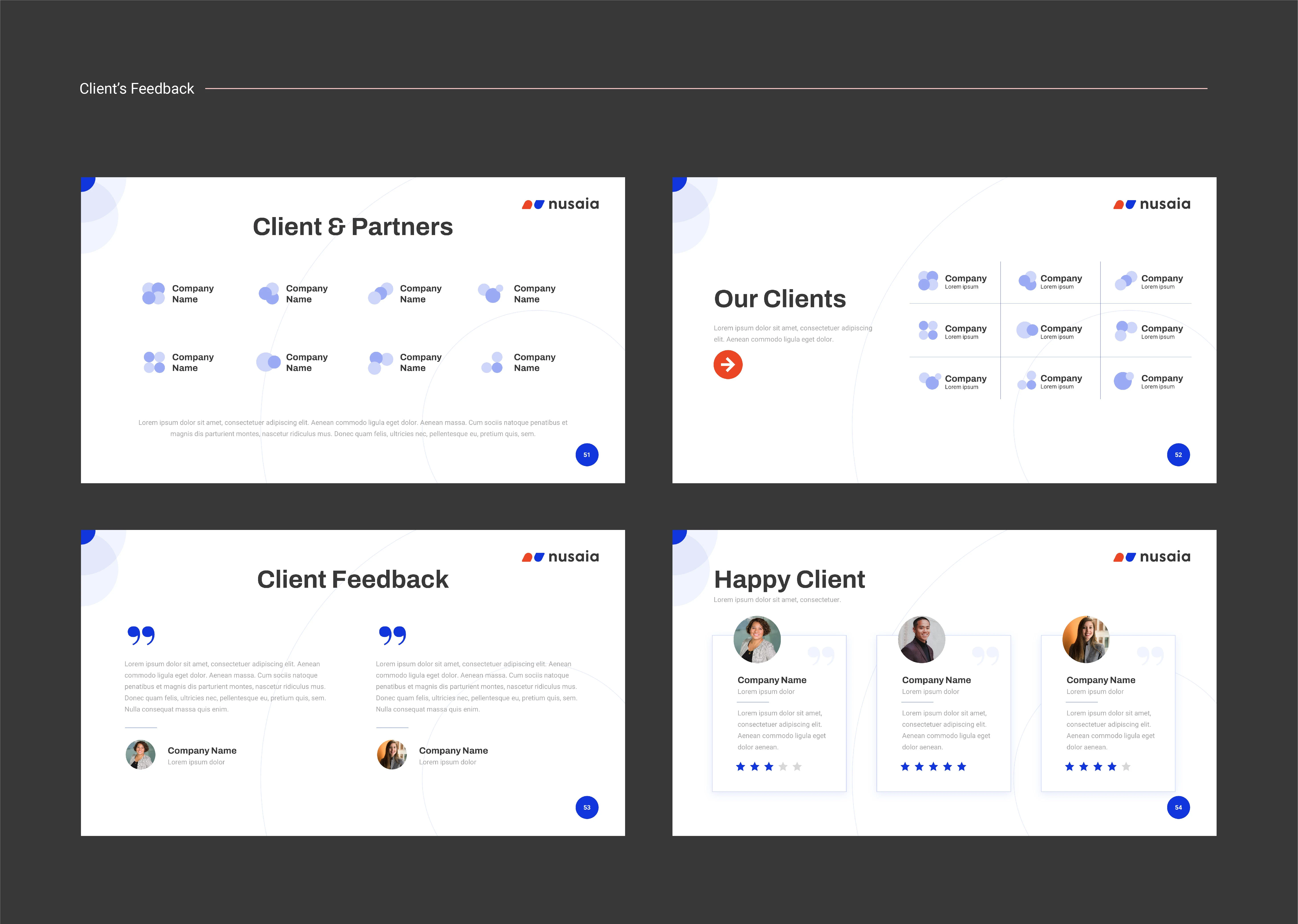 Partner and testimonial slide
