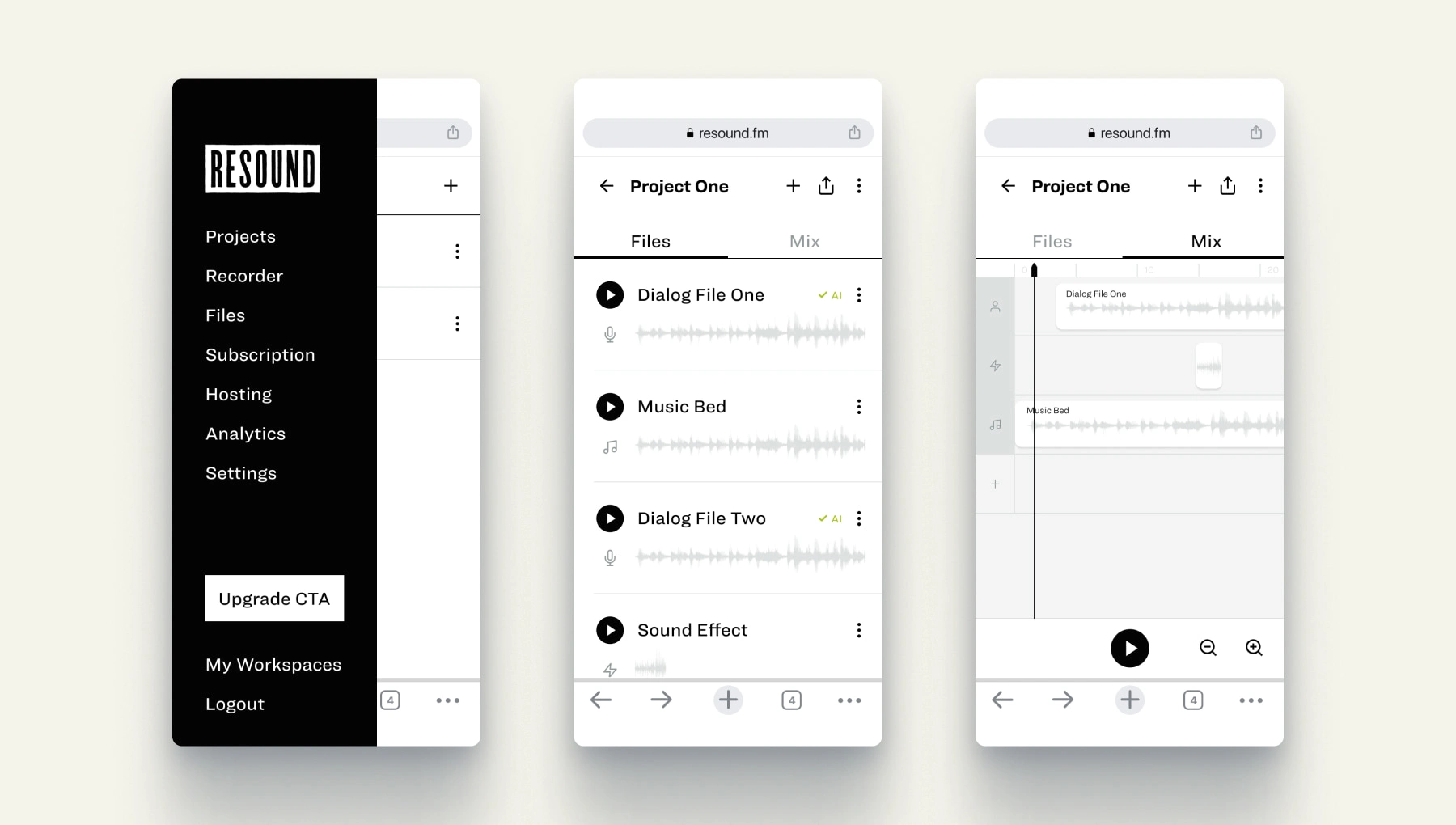 Early wireframes for a mobile-first creator app.