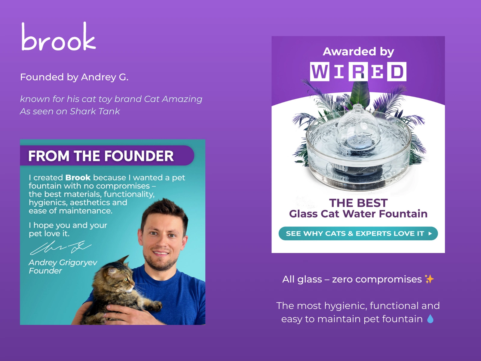 Leveraging Andrey’s Cat Amazing / Shark Tank credibility to build trust and authority.