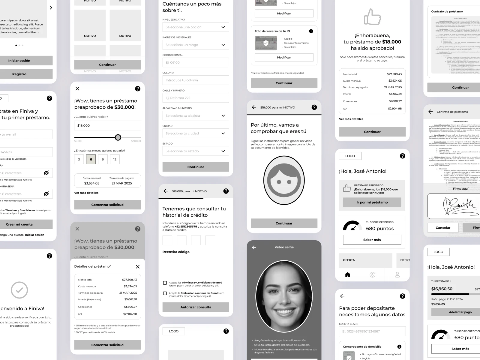 High-fidelity wireframes