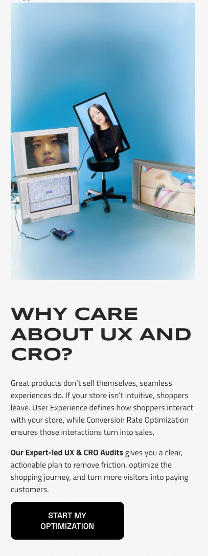 UX copy and CRO explanation + CTA layout