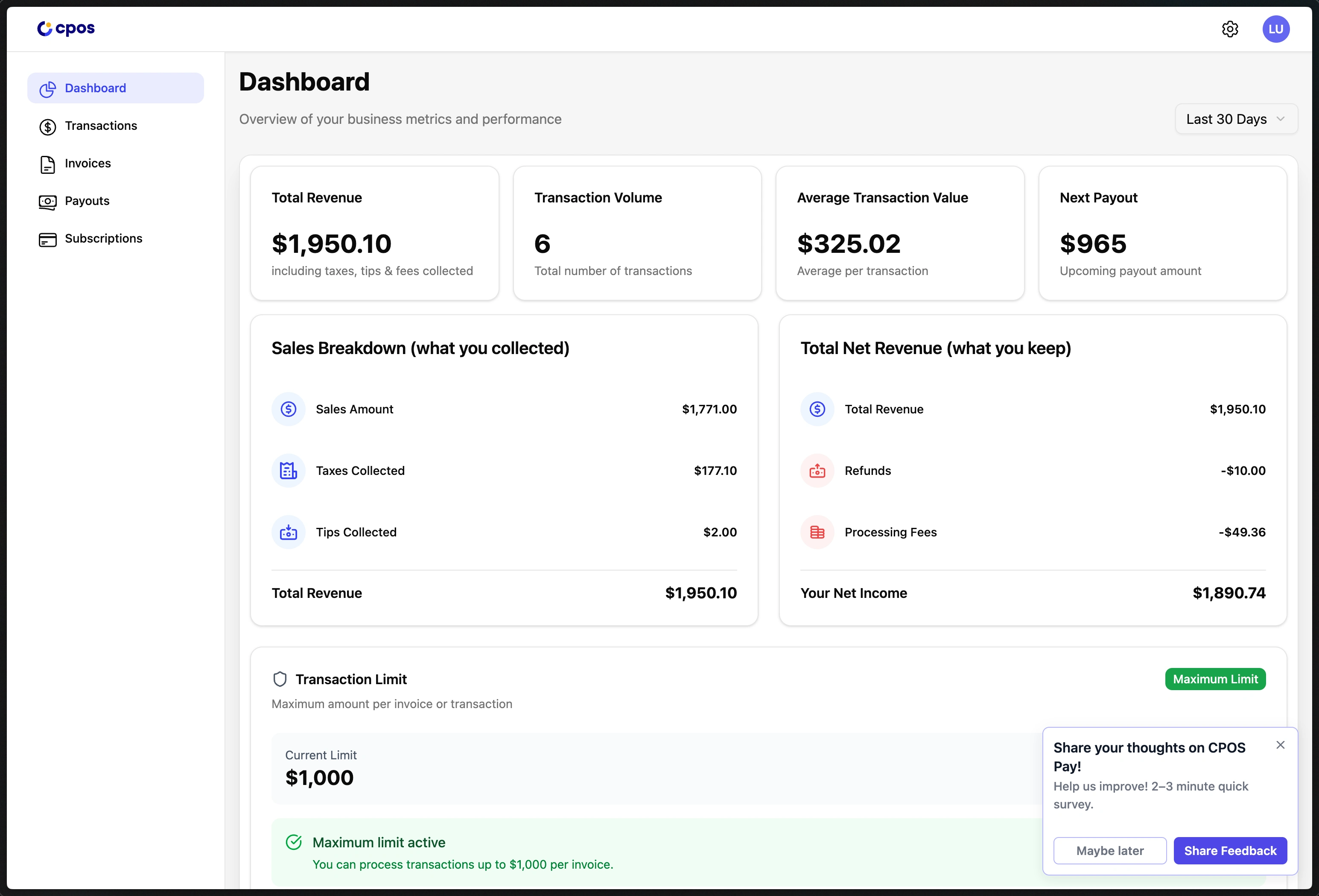 POV: You're a small business owner who just collected $2.00 in tips and your dashboard treats it with the same importance as the $1,771 in sales. Equality. 🤝(Test environment data, but the real-time calculations and Stripe fee breakdowns work exactly like this in production)