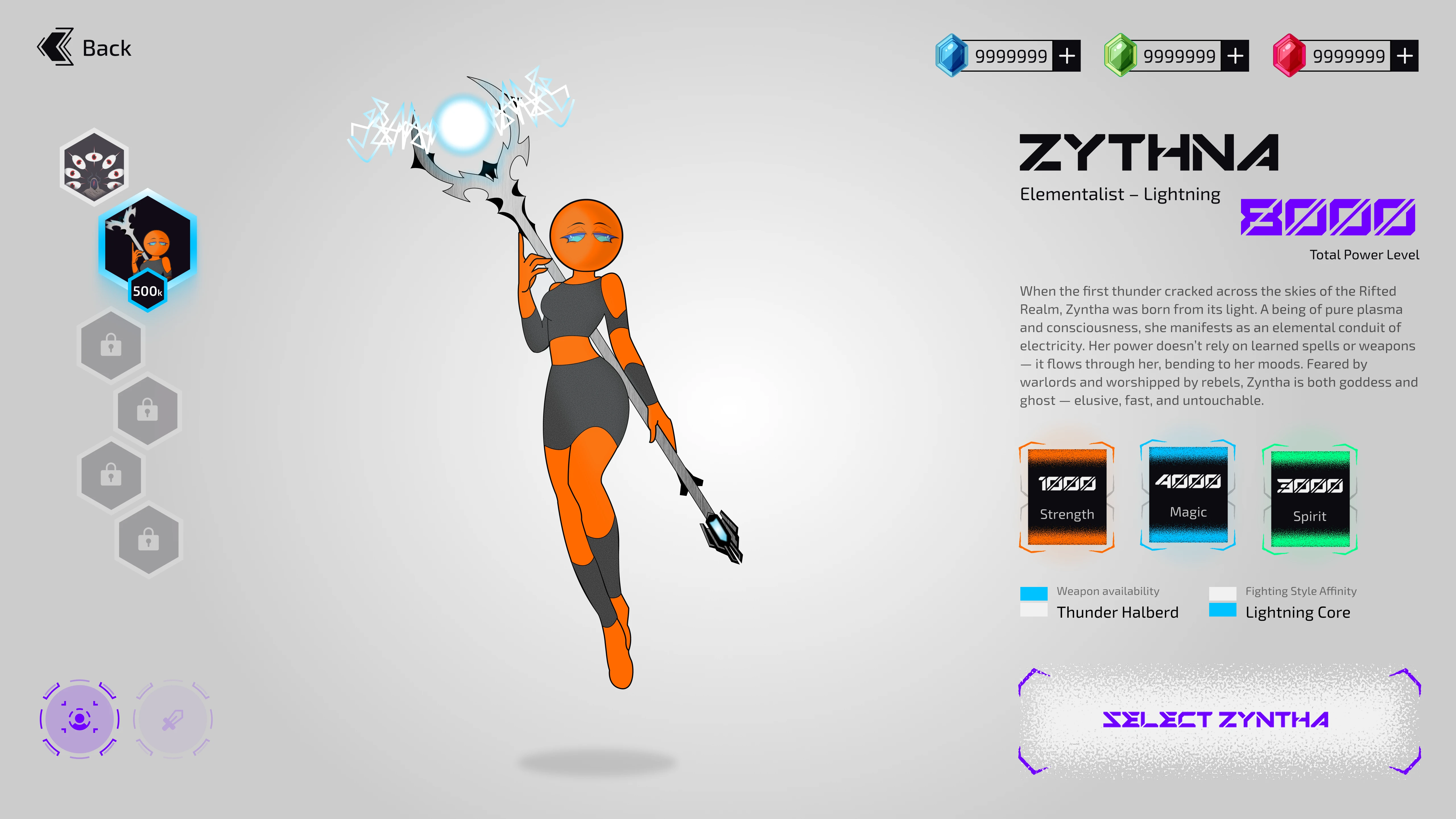 Select character - ZYTHNA