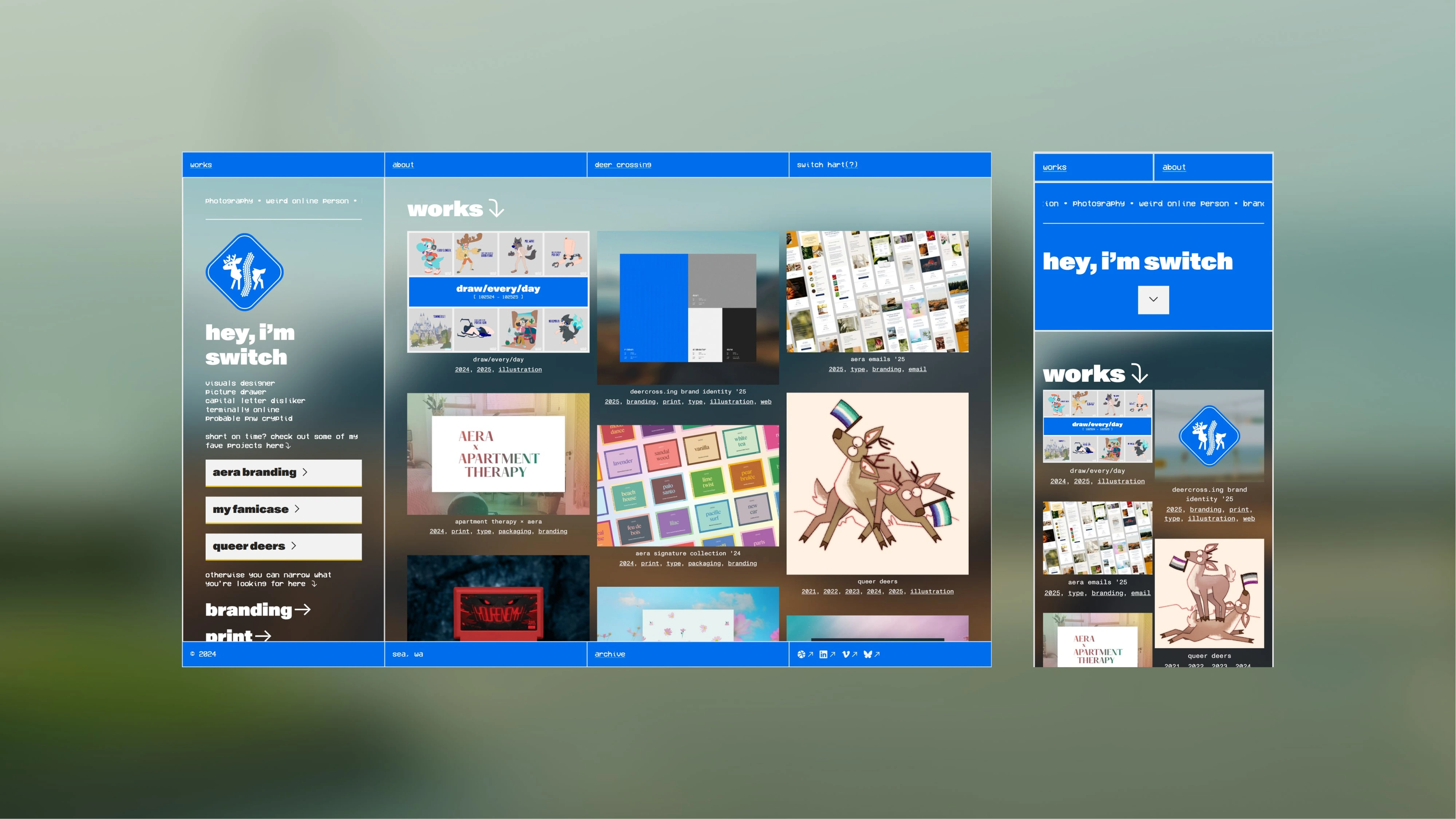 Homepage in desktop and mobile.