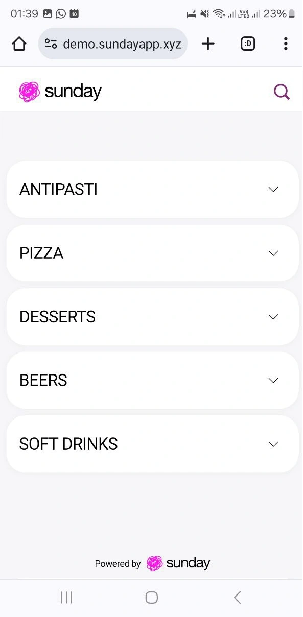 Old menu UI