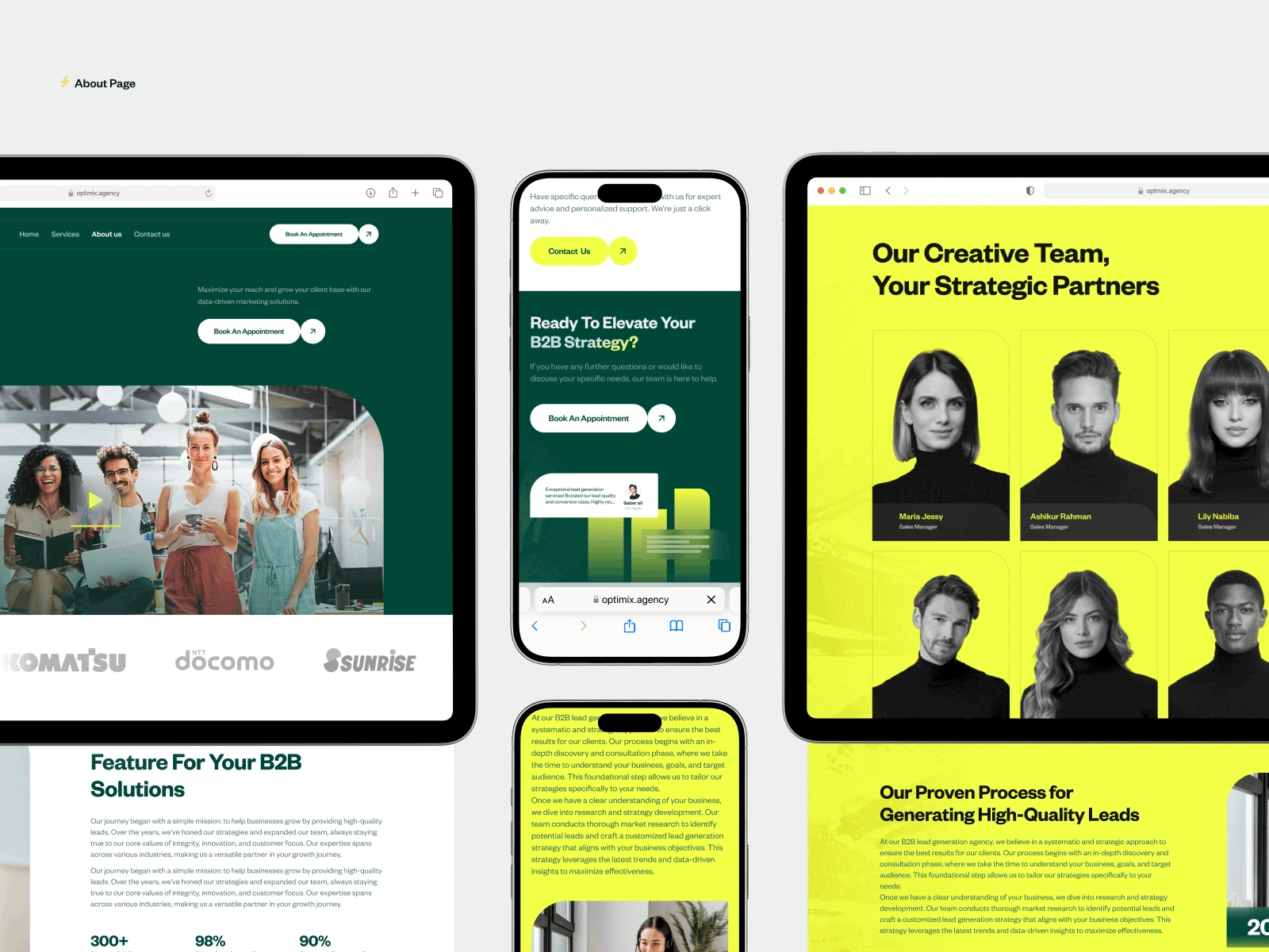 About page design for Optimix