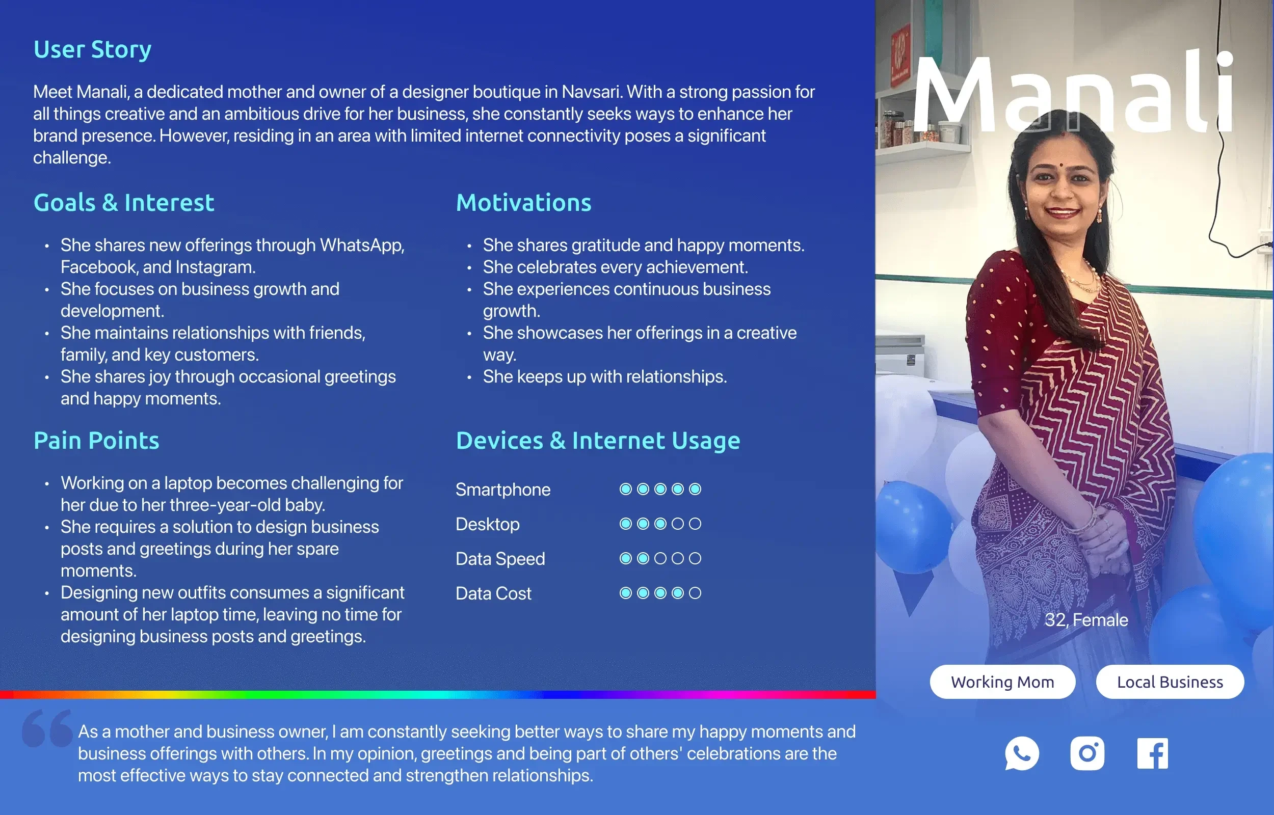 User Persona: Manali 32, F