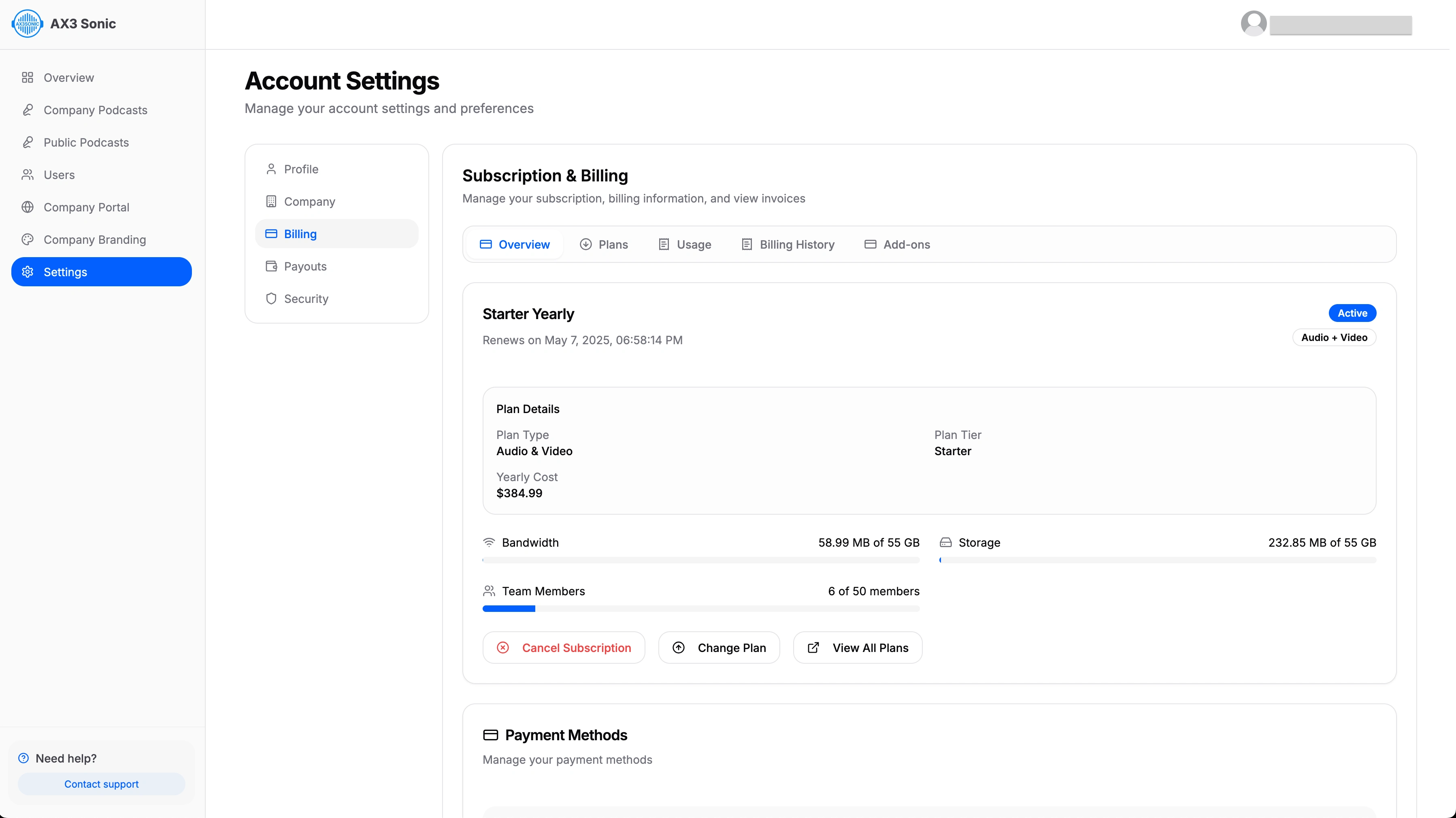 Subscription and Billing Management