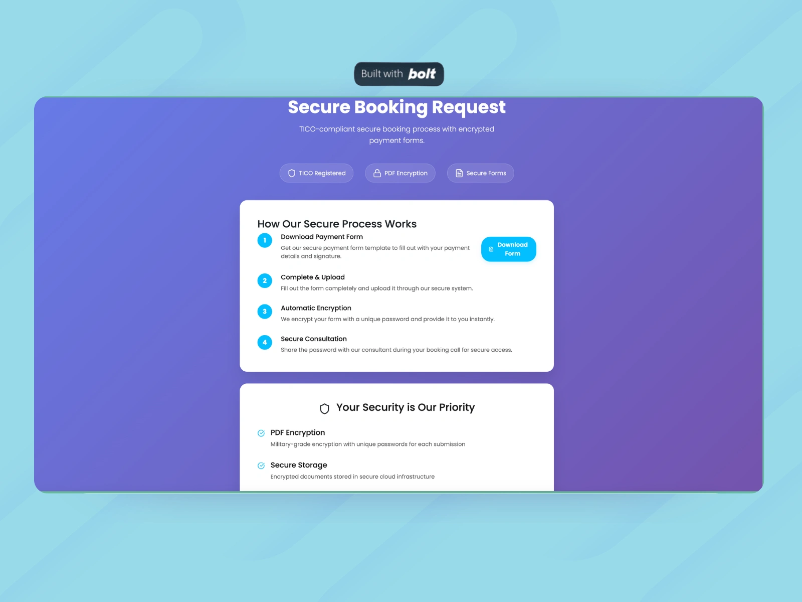 Secure Booking Page