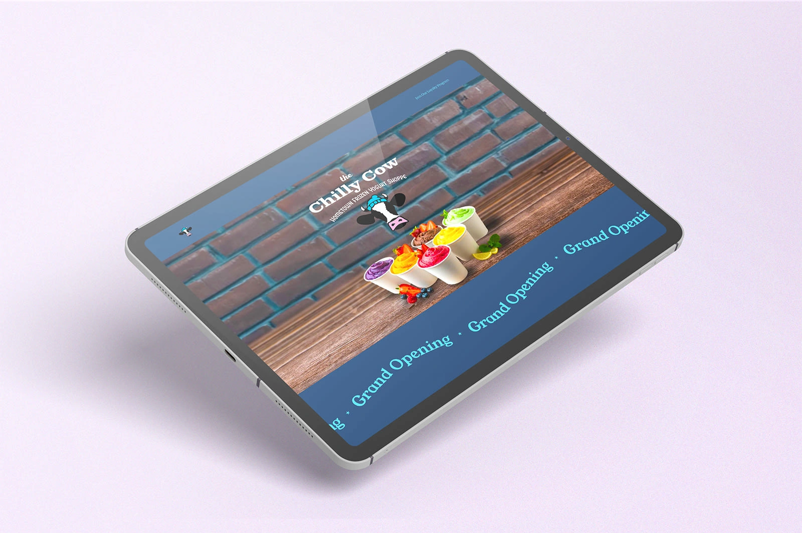 A simple Squarespace landing page was created to help Chilly Cow have a successful ’Grand Opening.’