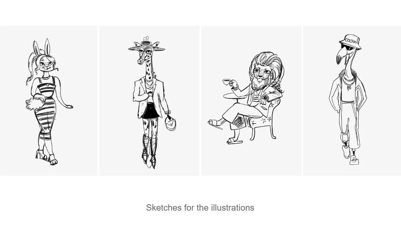 Explored different lines, forms, combinations and shapes to bring the characters to life.