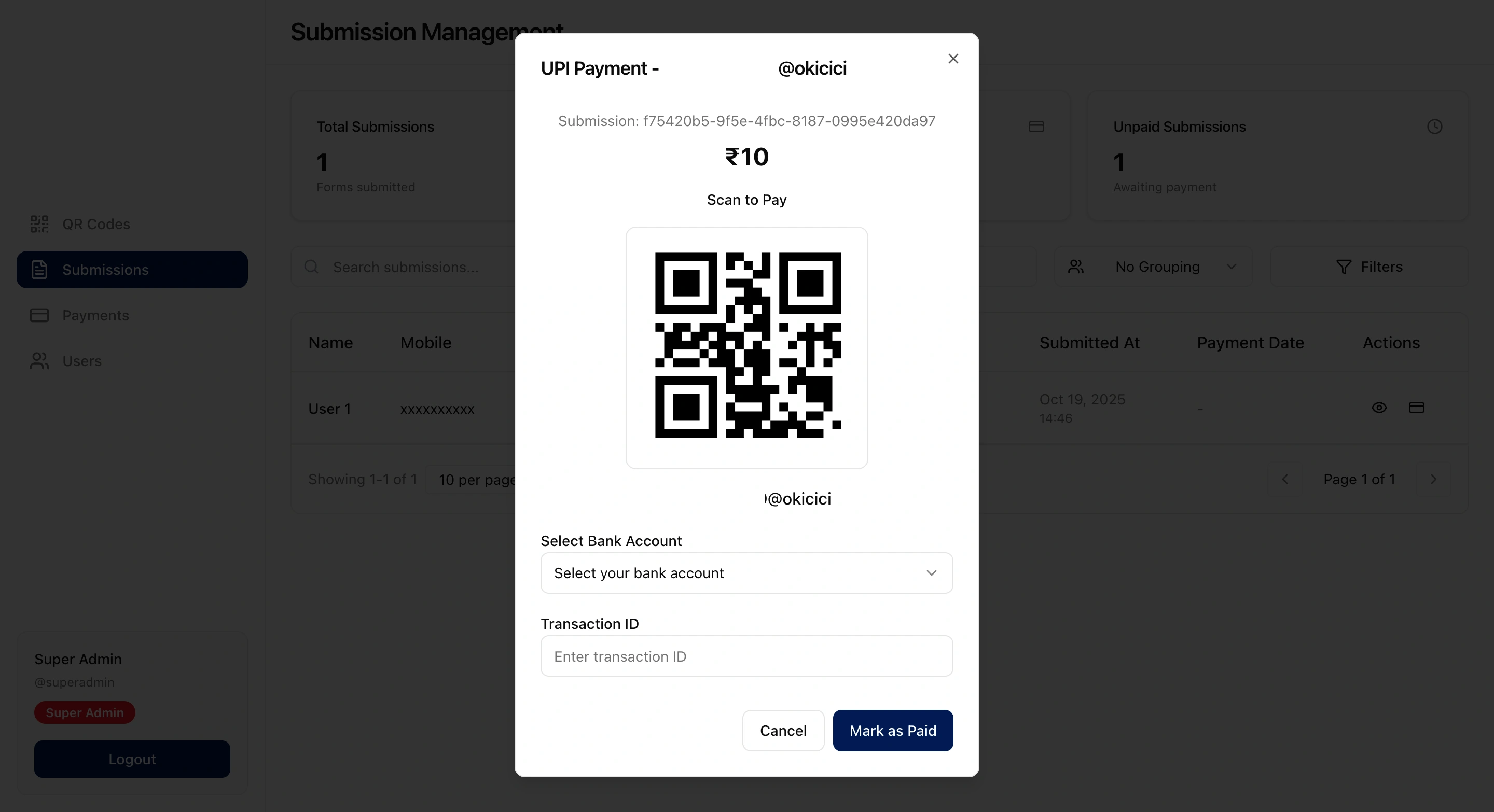 Dashboard | Admin | Submission details