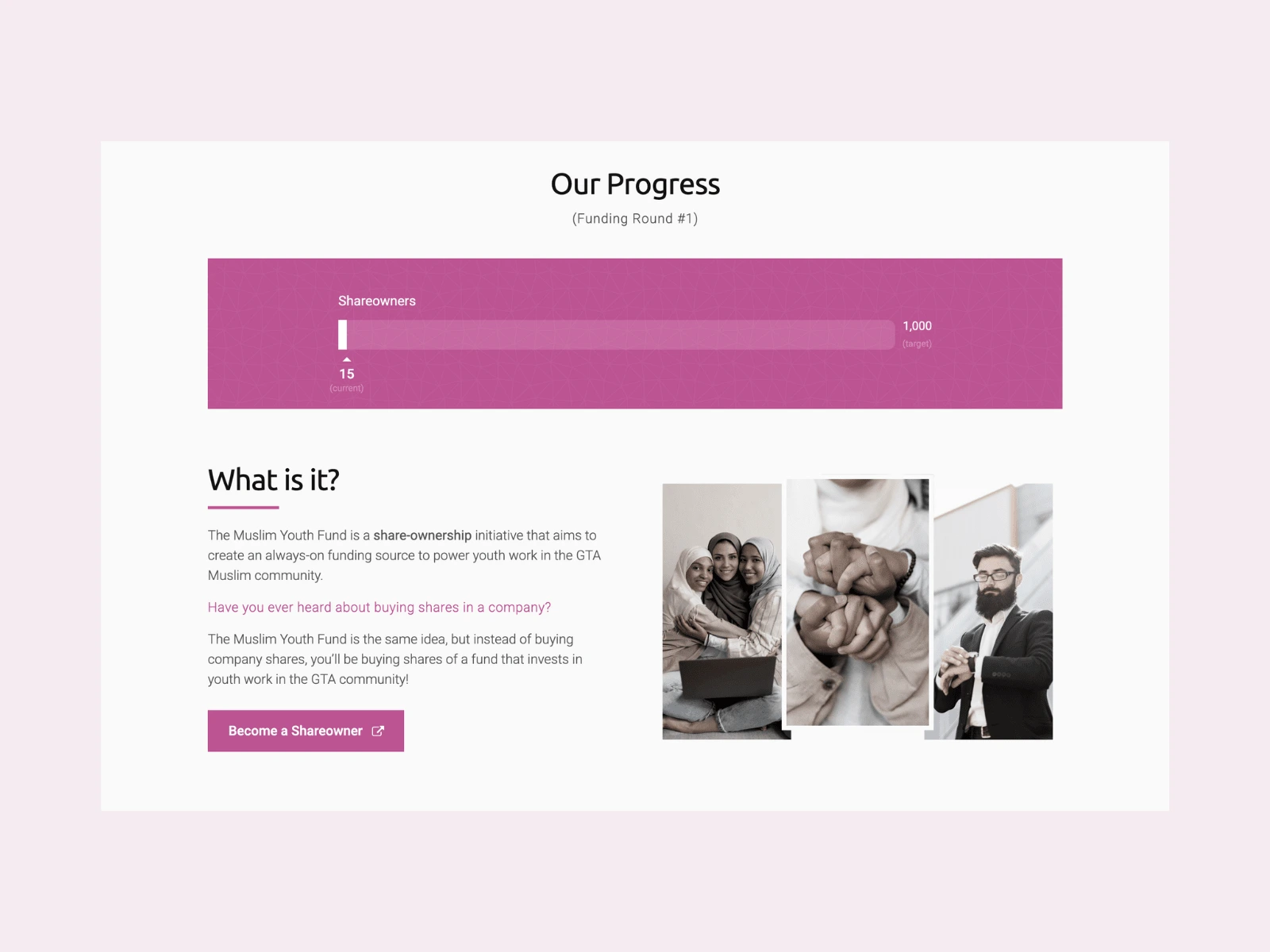 Our Progress + What is it section