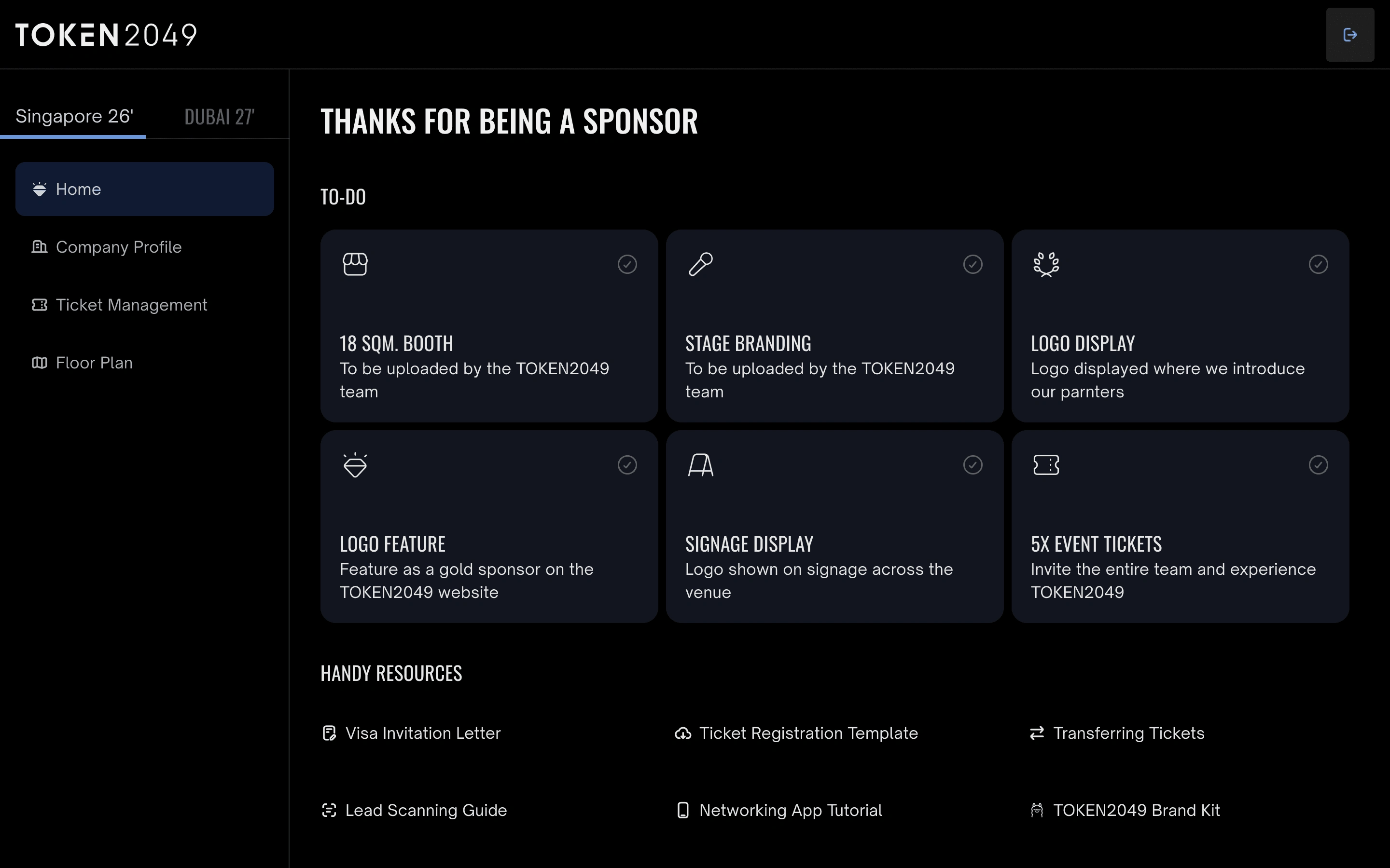 TOKEN2049 sponsors portal