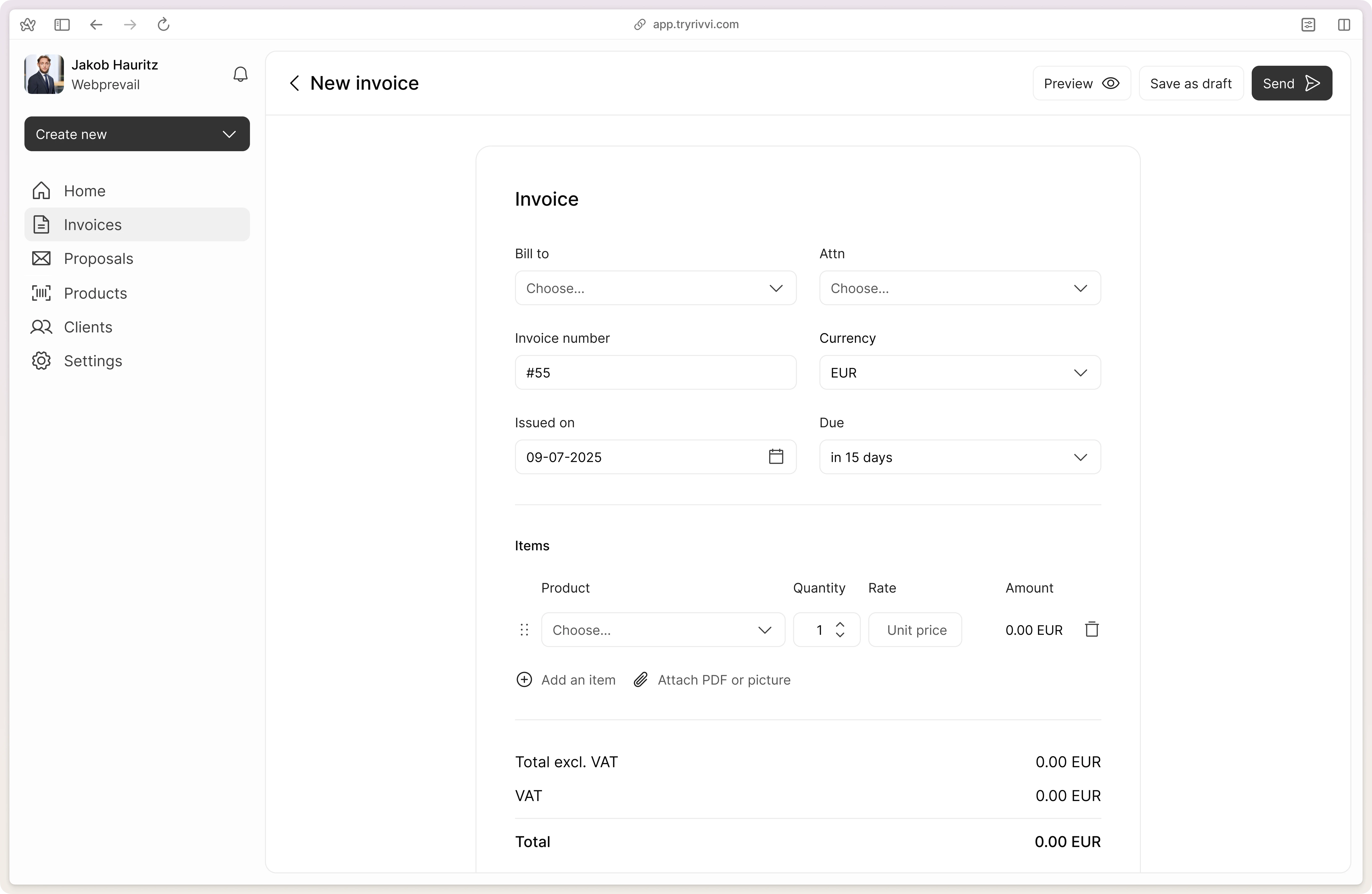 Create new invoice flow #1